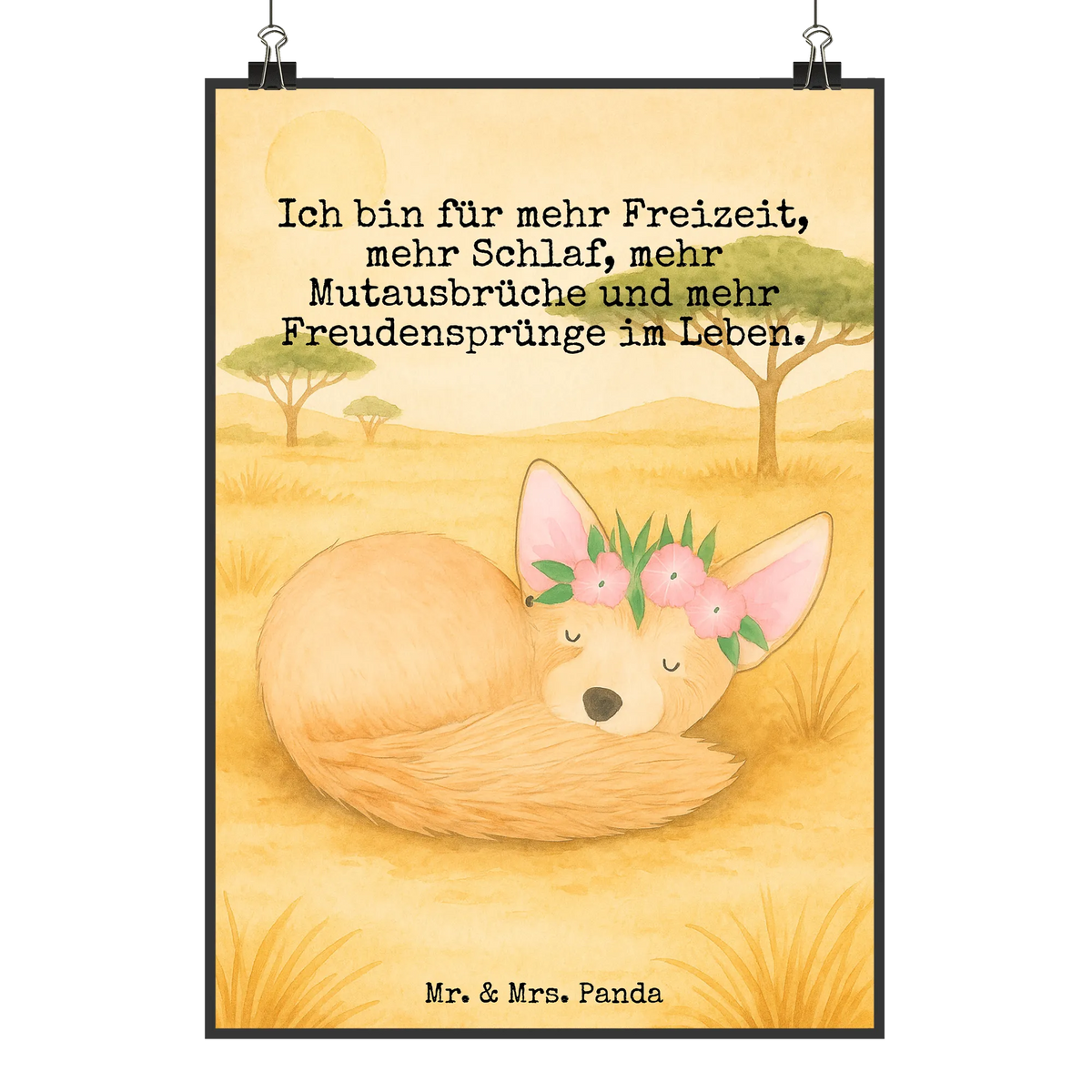 Poster Wüstenfuchs Blumen Design Wandschmuck, kunstposter, grafikposter, typografie poster, Deko Poster, Panda Poster, Deko Bild, Wandbild, wanddeko, Mr. & Mrs. Panda Poster, kunstdruck poster, drucke, Design Poster, Plakat, wandkunst, Wanddekoration, Kunstdruck, wanddruck, Bild, Designposter, Posterdruck, Wanddeko Bild, Afrika, Wildtiere, Glücklich, Blumenkranz, Blumen, Wüste, Wüstenfuchs