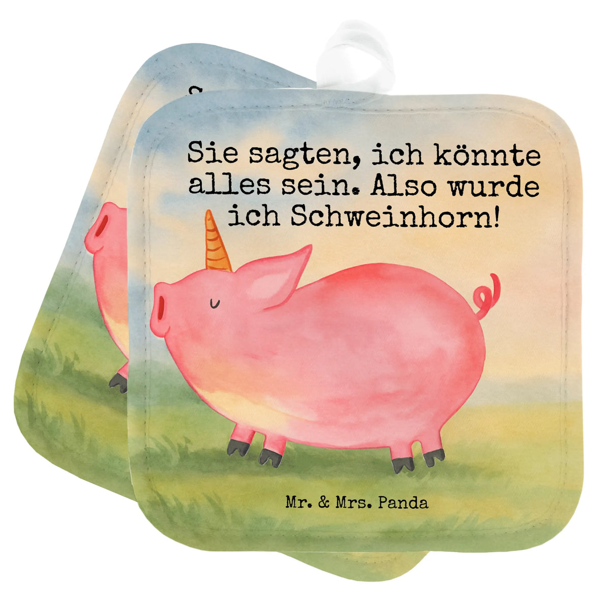2er Set Topflappen  Einhorn Schwein Design 2er Set Topflappen, Kochlappen, Zwei Topflappen, Topflappen im Doppelpack, topfhalter, Topflappen Set, Ofenlappen, Topflappen 2er Set, Topflappen, Topfuntersetzer, Doppel Topflappen, Topflappenset, Unicorn, Einhorn, Einhörner, Einhorn Deko, Party, Bauer, English, Englisch, Funny, Schweinhorn, Piggy, Geschenk, Witzig. Lustig, Pig, Schwein, Spaß, Spruch