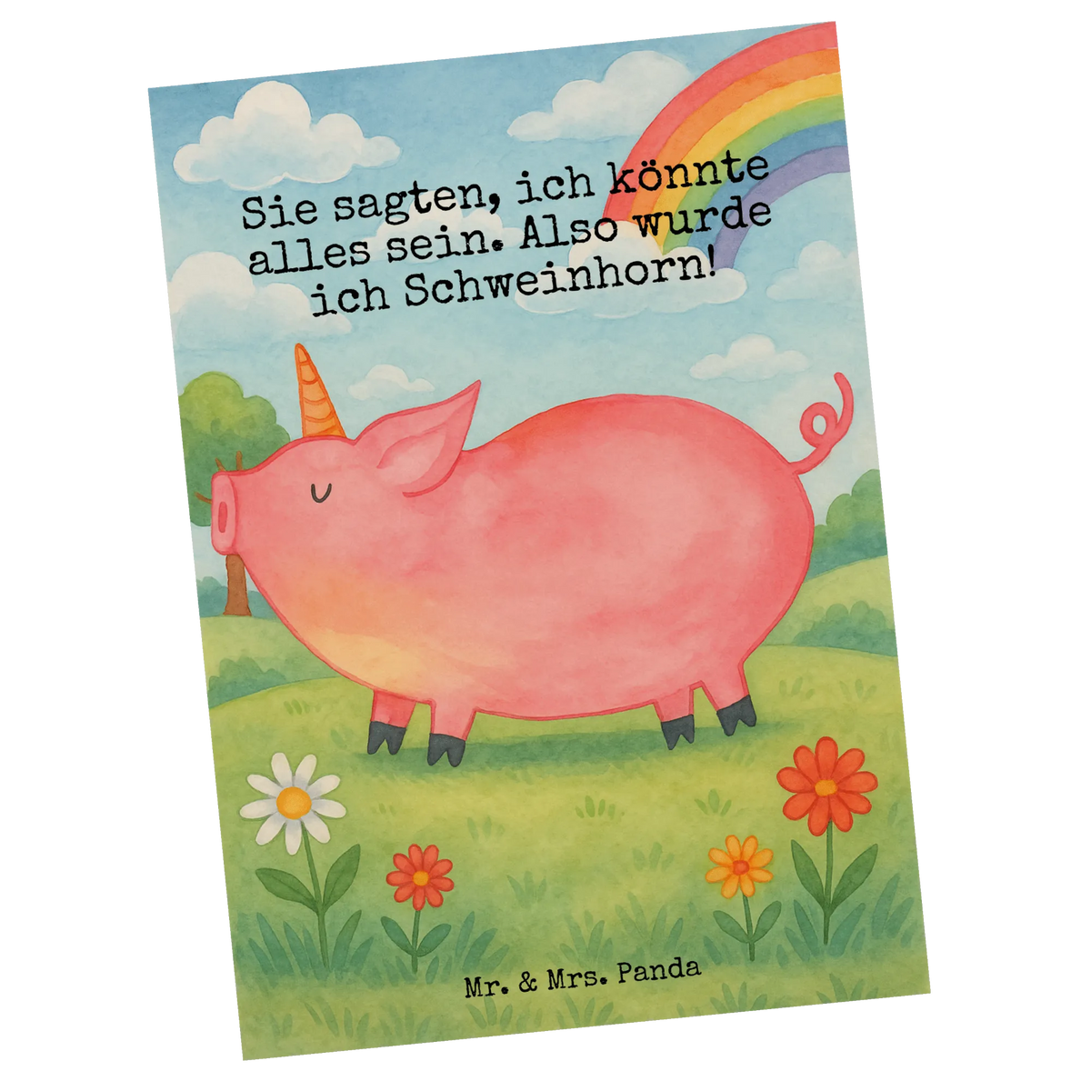 Postkarte Einhorn Schwein Design Ansichtskarte, Fotokarte, einzelkarte, Postkarte, Ansichtskarten, Kunstkarten, Designkarte, spruchkarte, bildkarte, Grußkarte, Motivkarte, kunstkarte, Postkarten, Unicorn, Einhorn, Einhörner, Einhorn Deko, Bauer, Spruch, Witzig. Lustig, Englisch, Funny, Schweinhorn, Schwein, Piggy, Geschenk, Pig, Spaß, Party, English