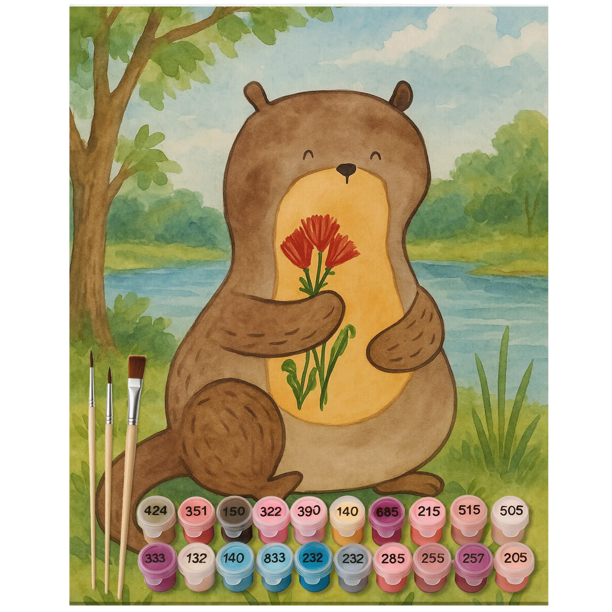 Malen nach Zahlen Otter Blumenstrauß Design Zahlenbild, leinwand malerei, diy set, Malen nach Zahlen, Malen nach Zahlen Leinwand, leinwand malset, acryl malset, Acryl Malen nach Zahlen, malen nach zahlen set, malerei nach zahlen, malset, Malen nach Zahlen Bild, kreativ set, acrylmalerei set, malen mit zahlen, DIY Malen nach Zahlen, Otter, Seeotter, Fischotter, Otter Seeotter See Otter