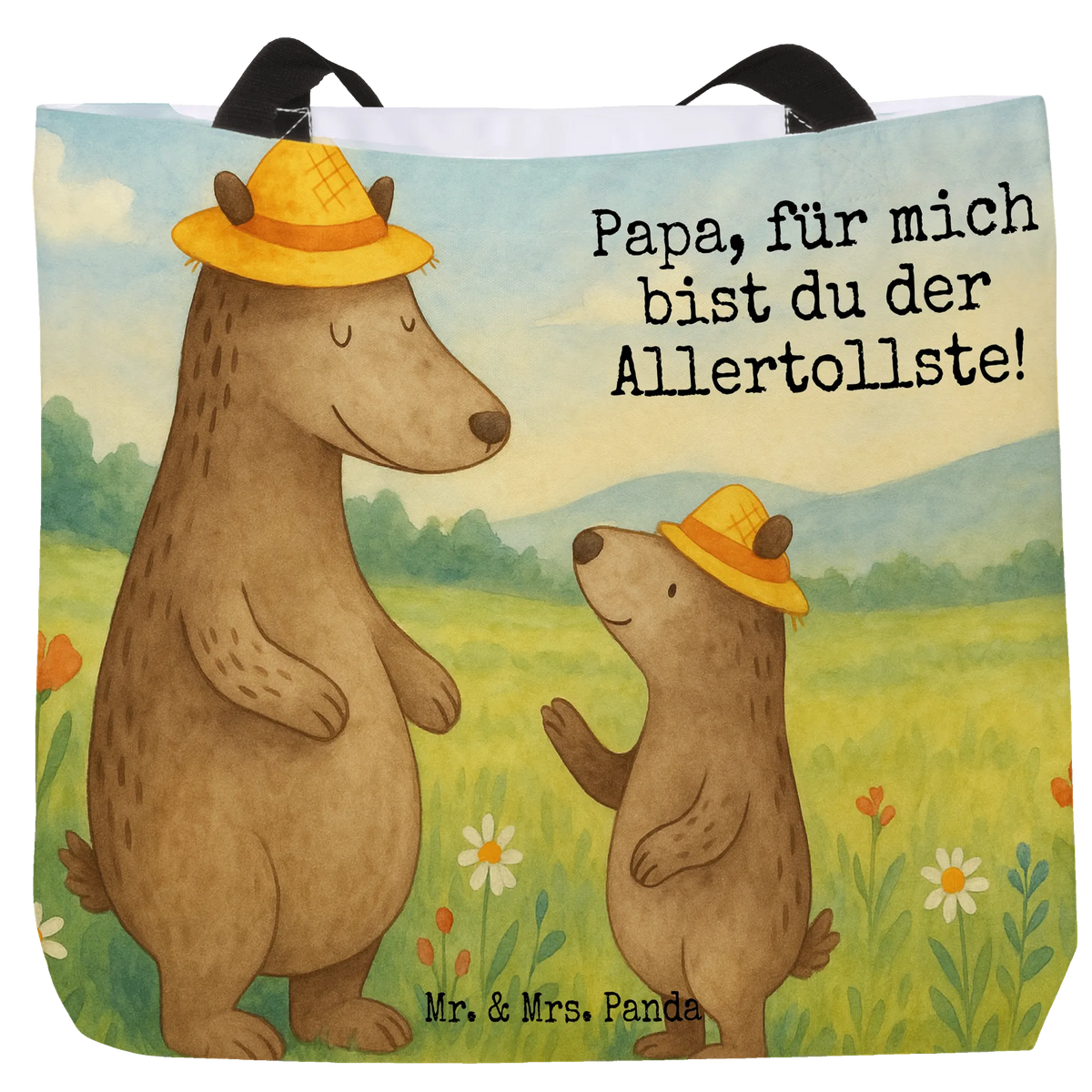 Shopper Bären mit Hut Design Einkaufstasche, Tasche, Alltagstasche, Pandatasche, Beutel, City-Shopper, Freizeittasche, studententasche, Reisetasche, Laptoptasche, Tragebeutel, Büchertasche, Unitasche, Schulbeutel, Tote Bag, Schultasche, Tragetasche, Urlaubstasche, Strandtasche, Stoffbeutel, XL Tasche, Statement-Tasche, Muttertag, Vatertag, Mama, Papa, Oma, Opa, Familie, Schwester, Bruder, Dad, Vorbild, Sohn, Vater, Söhne, Family, Bären, Daddy, Paps, Vater-Sohn, Lieblingsmensch, Kind, Kinder, Papi, Bär