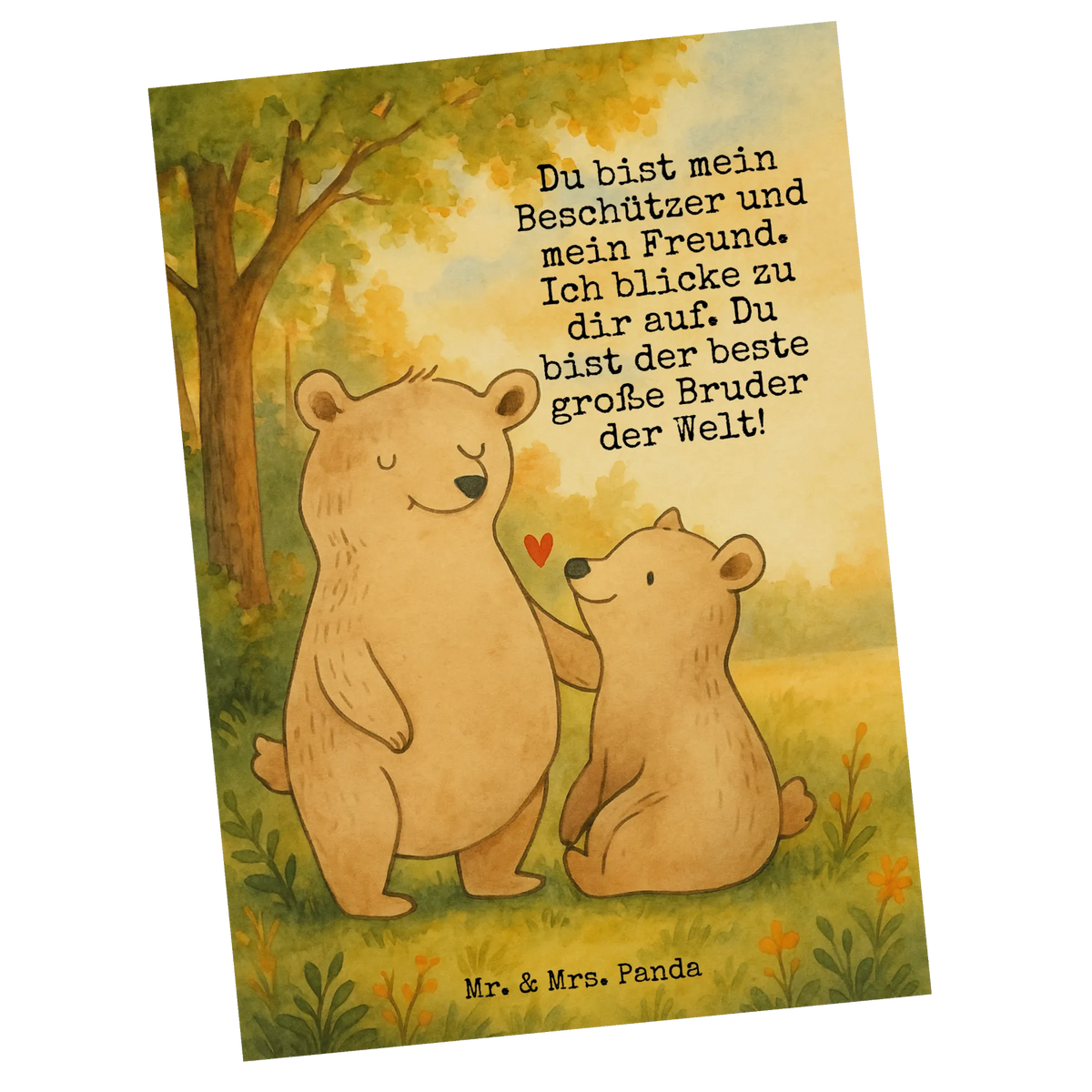 Postkarte Bär Großer Bruder Design spruchkarte, Motivkarte, Kunstkarten, einzelkarte, Ansichtskarten, Postkarten, Postkarte, kunstkarte, Ansichtskarte, Grußkarte, Fotokarte, Designkarte, bildkarte, Muttertag, Vatertag, Mama, Papa, Oma, Opa, Familie, Schwester, Bruder, Großer Bruder, Bär, Bären, Brudi, Geschwister, Bester Bruder