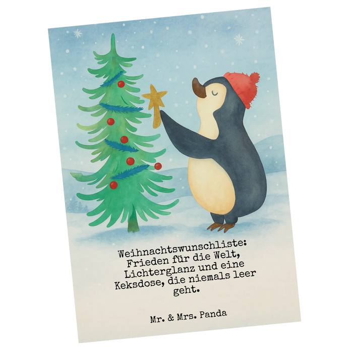 Postcard penguin Christmas tree Design