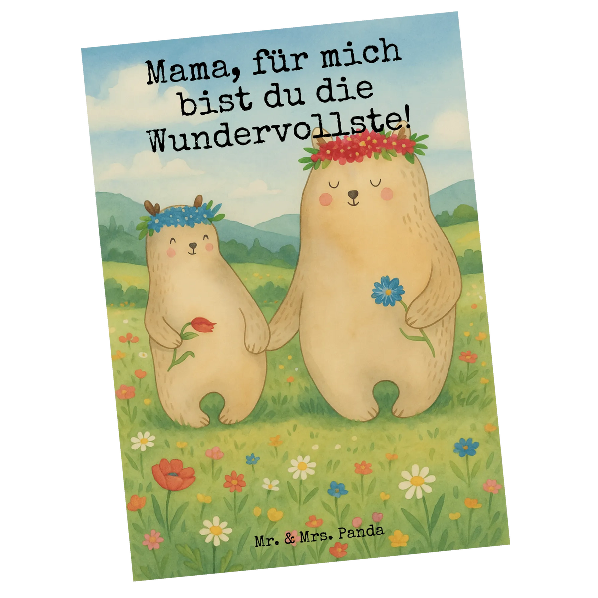 Postcard Bears with flower crown Design Father's Day, Mother's Day, daughter, child, role model, gift mommy. mother's day, daughters, best mommy, favorite person, children, favorite mommy, bears, world best mommy