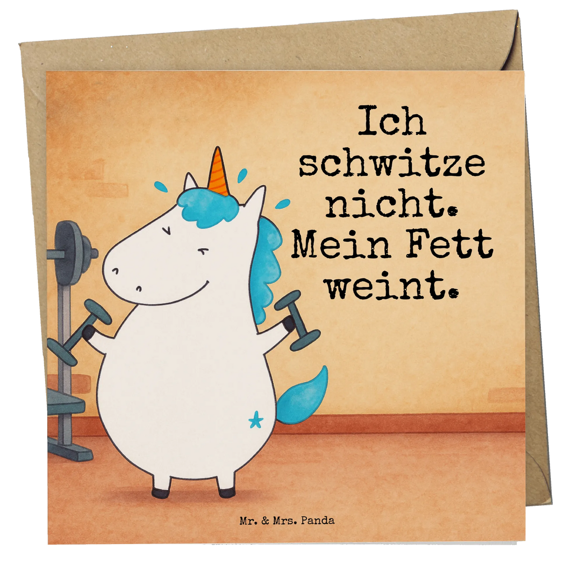 Deluxe Karte Einhorn Fitness Design Glückwunschkarte, doppelkarte, faltkarte, Grußkarte, anlasskarte, Klappkarte, Unicorn, Einhorn, Einhörner, Einhorn Deko, Pumpen, Gym, Abnehmen, Diät, Geräte, Sixpack, Fitnessstudio, Sport, Fitness
