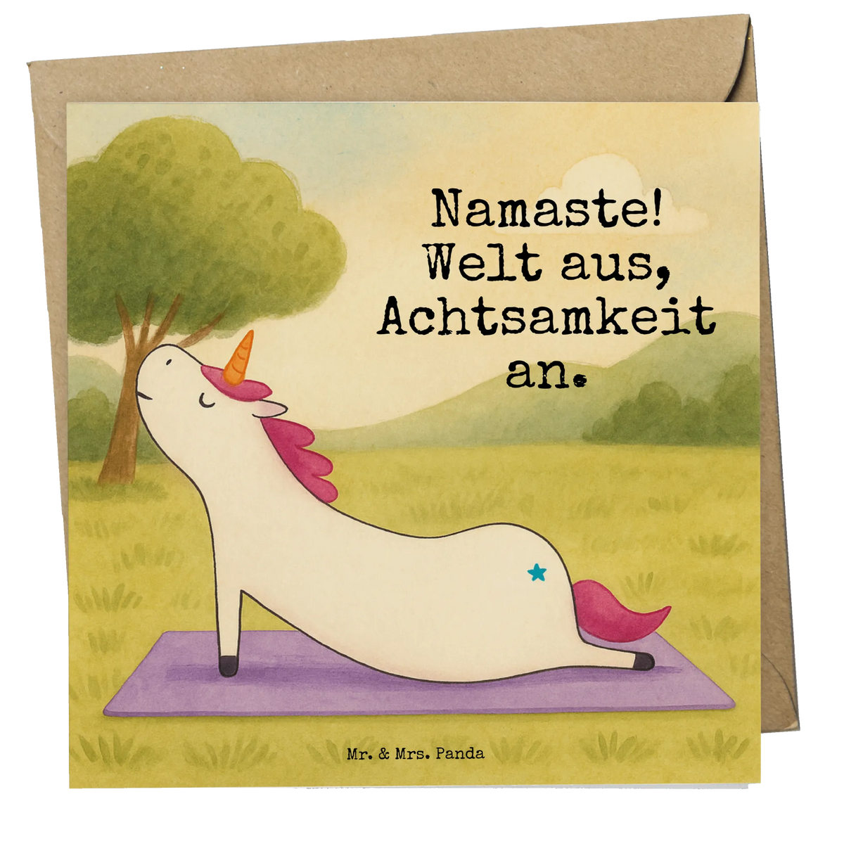 Deluxe Karte Einhorn Yoga Design Klappkarte, doppelkarte, Grußkarte, anlasskarte, faltkarte, Glückwunschkarte, Unicorn, Einhorn, Einhörner, Einhorn Deko, Joga, Sport, Namaste, Witzig, Yoga, Entspannung, Yogamatte, Süß, Achtsamkeit, Lustig