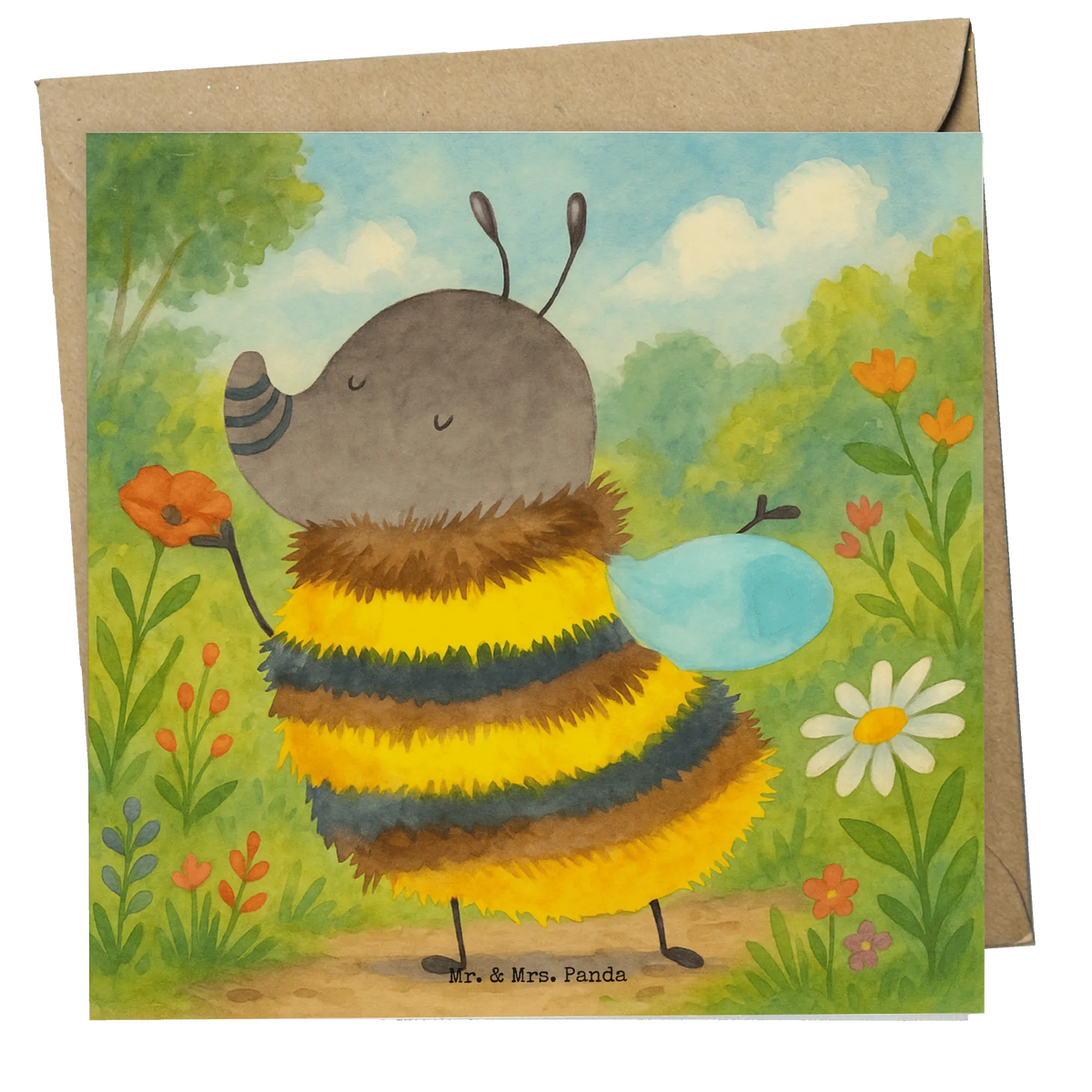 Deluxe Card bumblebee fluffy Design card, gift ideas, gifts, small animals, cute, cute animal motives, hand drawn, funny sayings, good mood, special gifts, animal lover, Nature, Fluffy, Bumblebee, Flower