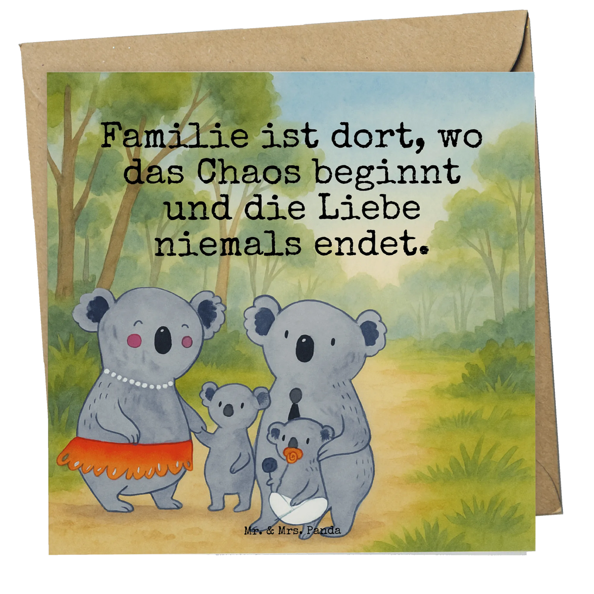 Deluxe Karte Koala Familie Design anlasskarte, Glückwunschkarte, Grußkarte, faltkarte, Klappkarte, doppelkarte, Muttertag, Vatertag, Mama, Papa, Oma, Opa, Familie, Schwester, Bruder, Geschwister, Koalas, Kinder, Familienleben, Koala, Family