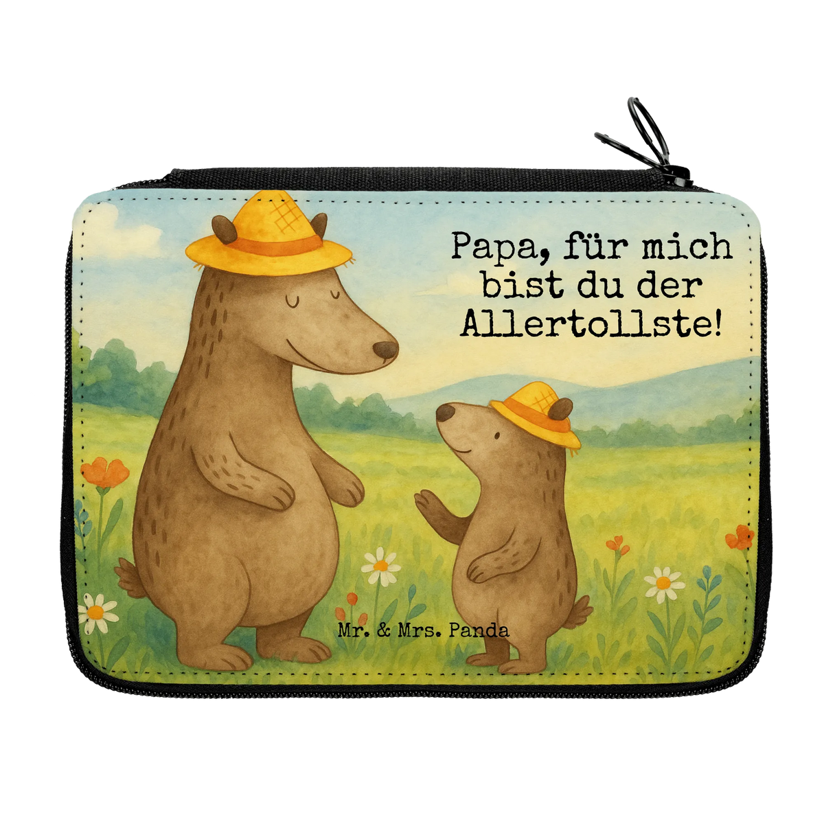 Federmappe Bären mit Hut Design Schulmäppchen, Etui, Farbstiftetui, Federtasche, Federmappe, Zeichenetui, Federpenal, Stifteetui, Buntstiftmäppchen, Stifte Etui, Stiftemappe, Bleistiftetui, Stiftebeutel, schulmäppchen set, Bleistift Etui, Schlamper, Kinder Federmappe, Schreibetui, Buntstiftetui, Mäppchen, Schüleretui, Schuletui, Etui für Stifte, Federmäppchen, Schlampermäppchen, Schreibmappe, Federmappe Set, Stiftetasche, reiseetui, Malmappe, Muttertag, Vatertag, Mama, Papa, Oma, Opa, Familie, Schwester, Bruder, Bären, Daddy, Kinder, Sohn, Vorbild, Söhne, Bär, Dad, Paps, Kind, Vater, Vater-Sohn, Family, Lieblingsmensch, Papi
