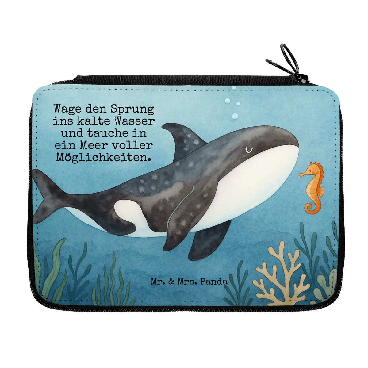 Leather folder Orca Design gift ideas, vacation, Seafood, aquatic animals, ocean, shells, corals, reef, whale, narwhal, sea urchin, lobster, platypus, manatee, crocodile, shrimp, gifts for seafood lovers, water world, underwater animals, underwater world, deep sea, seafood fans, seafood decoration, seafood posters, work, killer whale, self-love, opportunities, new start