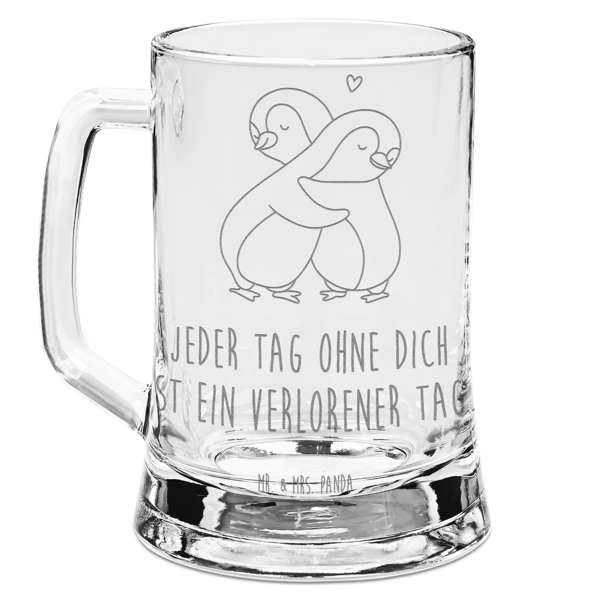 Gravur Bierkrug Pinguine Kuscheln