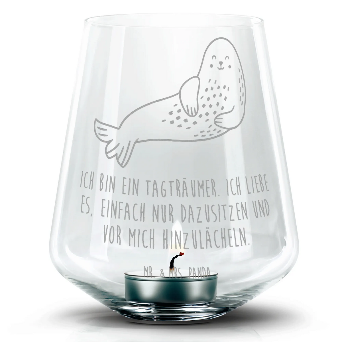 Engraved Wind Light seal Laugh small animals, cute, funny, cute animal motives, hand drawn, small world, funny sayings, good mood, happy, gifts, gift ideas, special gifts, animal lover, card, North Sea, Baltic Sea, Seal, Beach, Sea animal, Seals