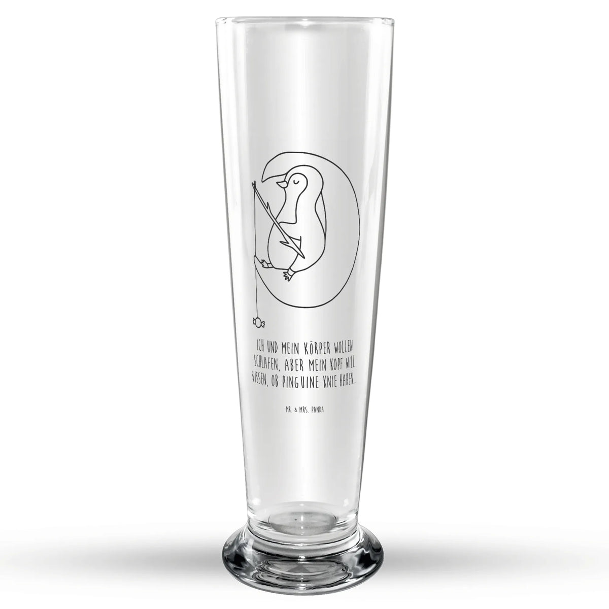 Bierglas Pinguin Mond Trinkglas, Glasbecher, Glasbierglas, Bierbecher, Bier Glas, Bierglas, Pinguin, Spruch, Pinguine, Einschlafen, Gästezimmer, schlafen, Nachtruhe, Schlafstörungen, Schlafzimmer