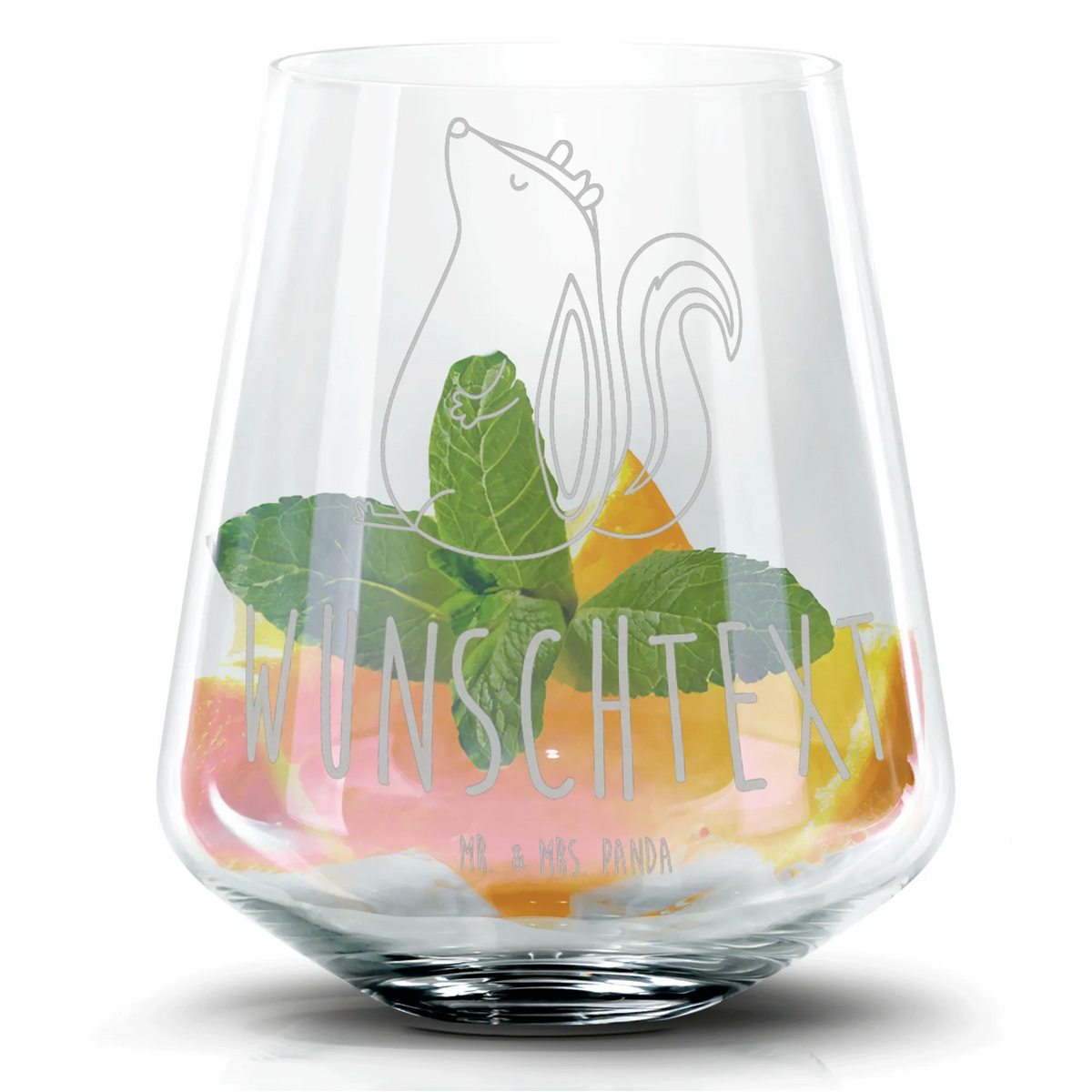 Personalized Cocktail Glass skunk Sit Skunk, wild animal, skunk, predator, know-it-all, stinky, stinker, law, office, slogan