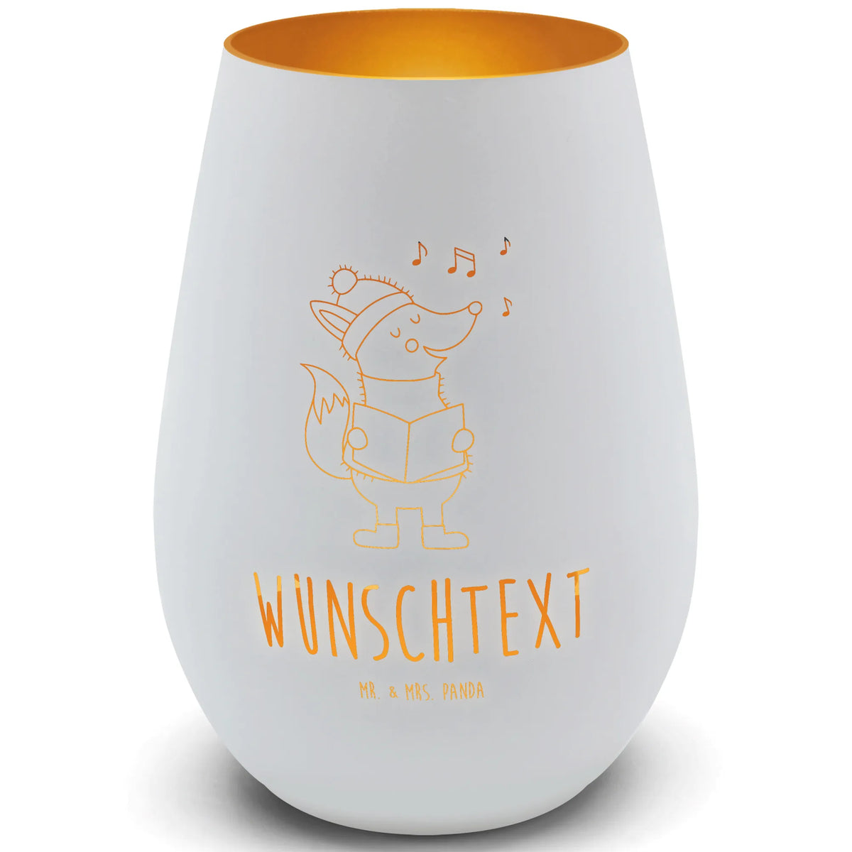 Gold Personalized Lantern Fox Singer Winter, Christmas, Christmas time, snow