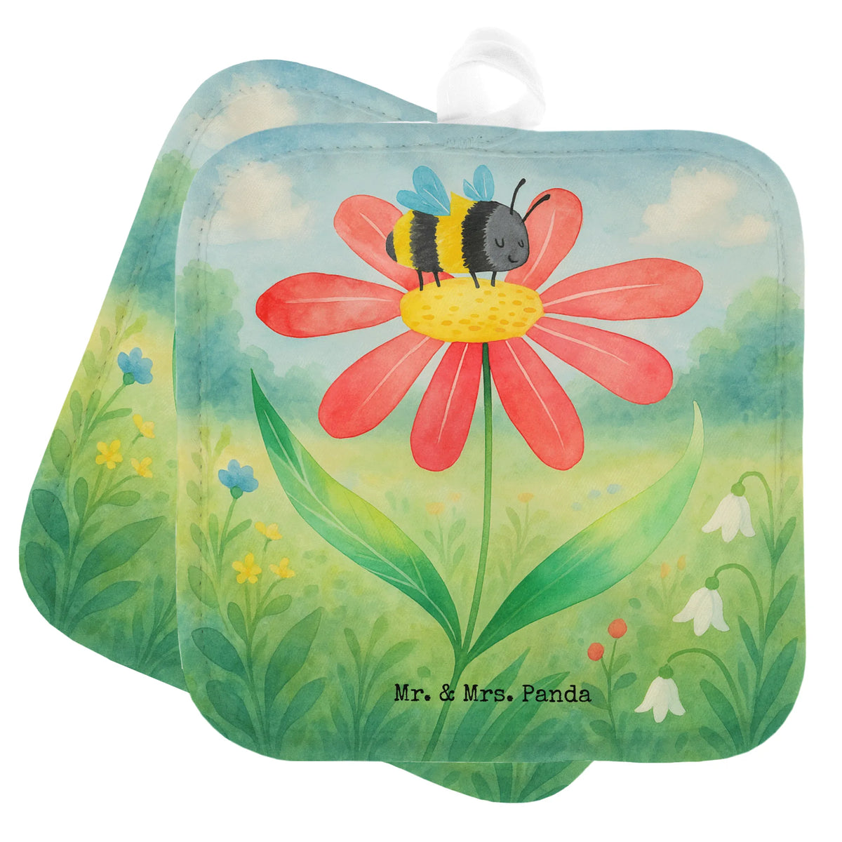 2er Set Topflappen  Hummel Blume Design Topflappenset, Topfuntersetzer, 2er Set Topflappen, Topflappen Set, Kochlappen, Zwei Topflappen, Topflappen 2er Set, Topflappen im Doppelpack, Topflappen, Ofenlappen, Doppel Topflappen, topfhalter, Tiere, Tiermotive, Gute Laune, Lustige Sprüche, Hummeln, Hummel, Feld, Natur, Blume, Biene, Flauschig, Wespe