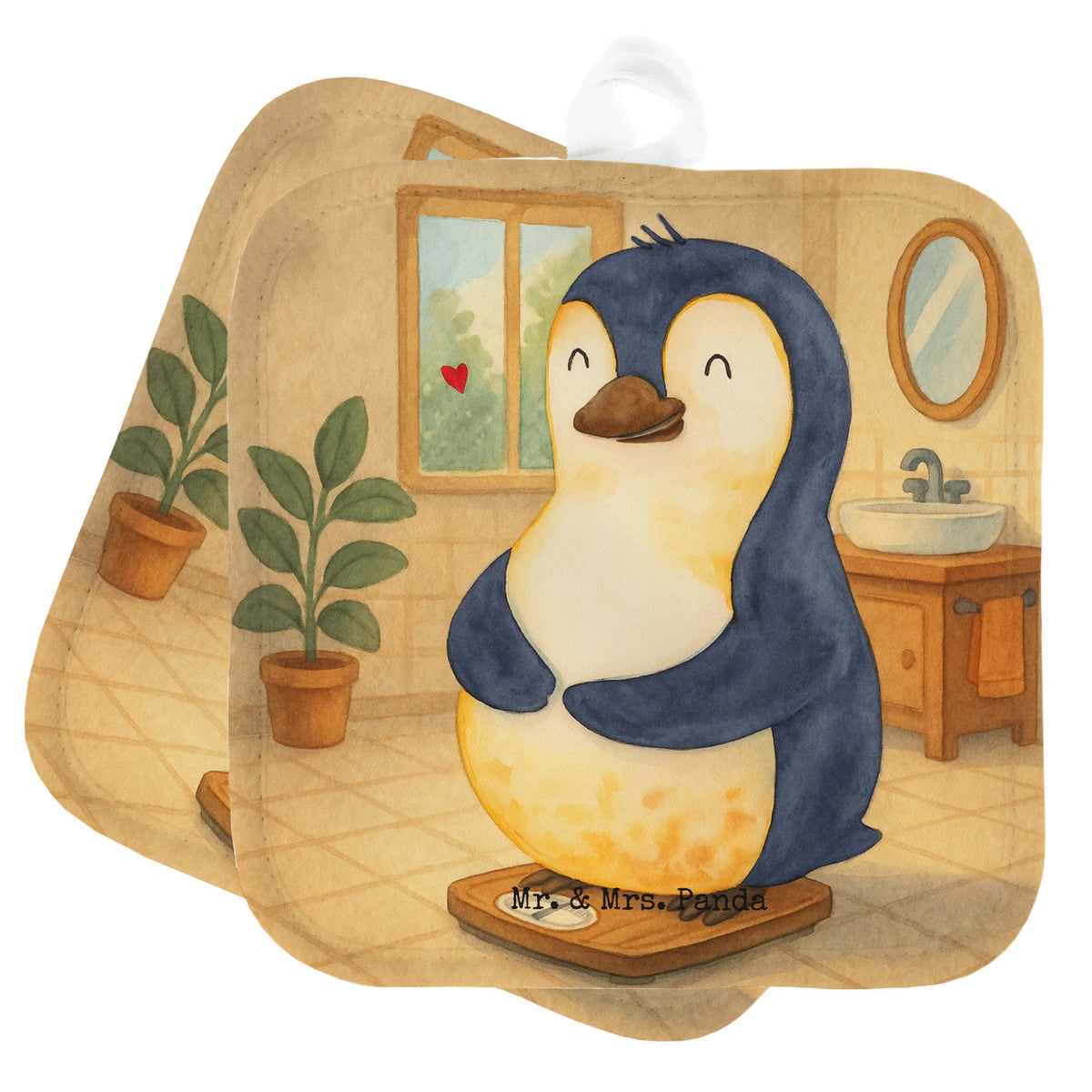 Topflappen Pinguin Diät Design Ofenlappen, Zwei Topflappen, Topflappen Set, 2er Set Topflappen, Kochlappen, topfhalter, Topfuntersetzer, Topflappen, Doppel Topflappen, Topflappen im Doppelpack, Topflappenset, Topflappen 2er Set, Pinguin, Abspecken, Diät, Körperliebe, Gewicht, Selbstrespekt, Selbstliebe, Motivation, Abnehmen, Pinguine