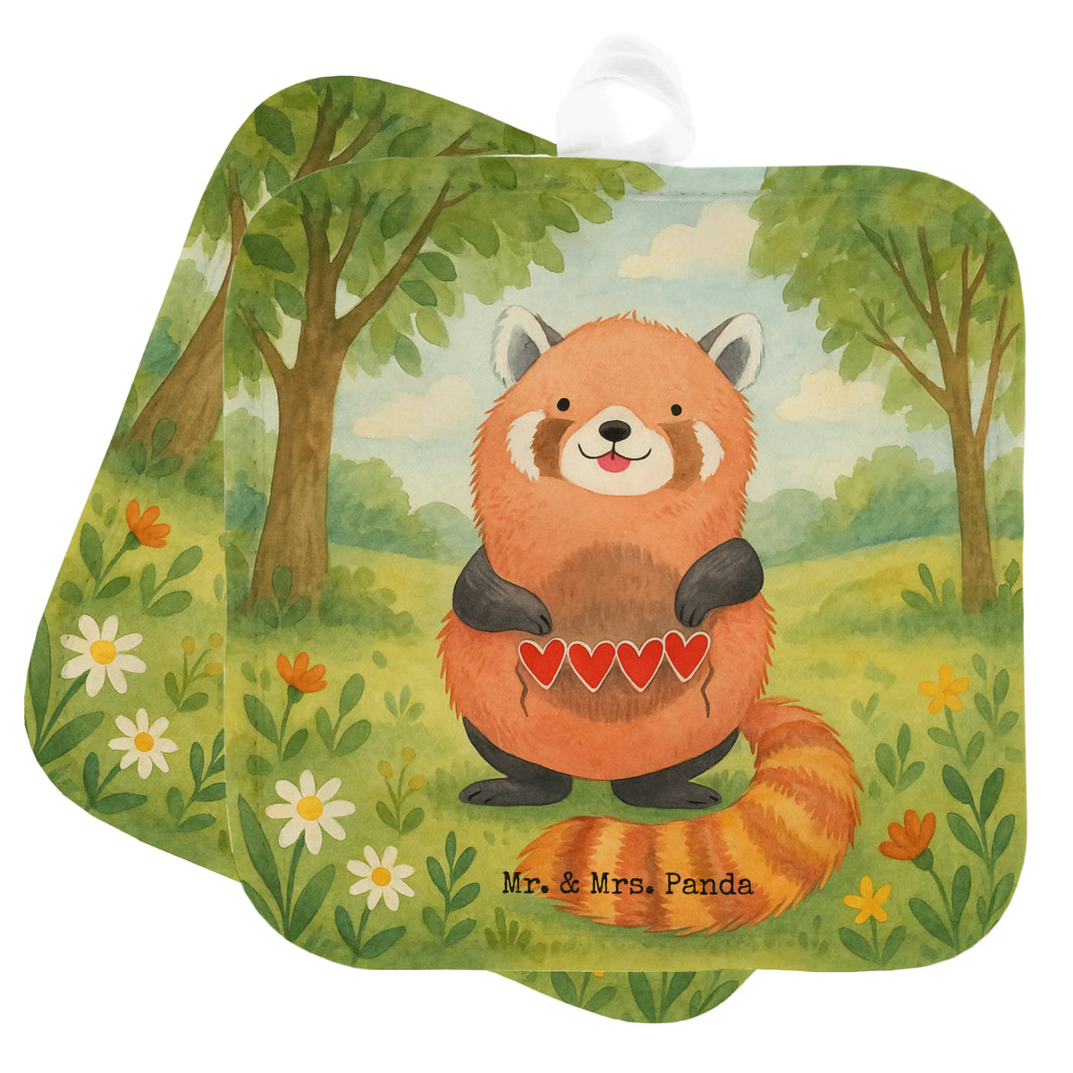2er Set Topflappen  Roter Panda Design Topflappenset, Ofenlappen, Topflappen 2er Set, Kochlappen, Topflappen im Doppelpack, topfhalter, 2er Set Topflappen, Topflappen Set, Topfuntersetzer, Topflappen, Doppel Topflappen, Zwei Topflappen, Tiere, Tiermotive, Gute Laune, Lustige Sprüche, Herz, Liebling, Rot, Lieblingsmensch, Liebe, Panda