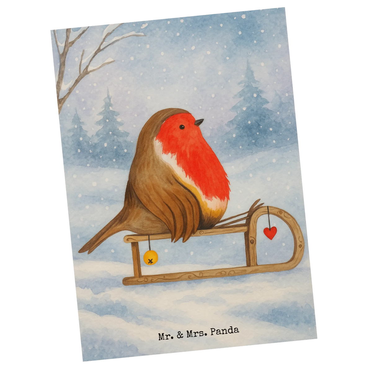 Postkarte Rotkehlchen Schlitten Design kunstkarte, Kunstkarten, Fotokarte, Motivkarte, Designkarte, Ansichtskarten, Ansichtskarte, spruchkarte, Postkarten, Grußkarte, bildkarte, Postkarte, einzelkarte, Weihnachtsdeko, Nikolaus, Advent, Heiligabend, Winter, Wintermotiv, Weihnachten, Vogel, Schlitten