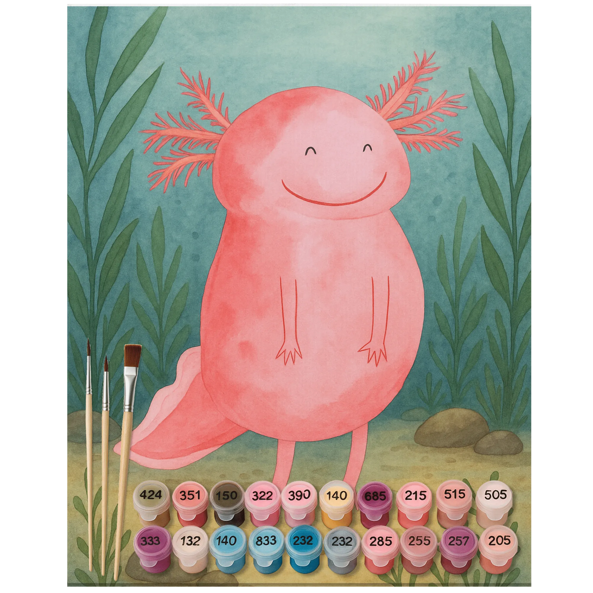 Malen nach Zahlen Axolotl Glücklich Design DIY Malen nach Zahlen, Acryl Malen nach Zahlen, malset, Malen nach Zahlen Bild, diy set, acryl malset, acrylmalerei set, Malen nach Zahlen, malerei nach zahlen, leinwand malerei, Malen nach Zahlen Leinwand, malen nach zahlen set, Zahlenbild, leinwand malset, malen mit zahlen, kreativ set, Axolotl, Molch, Schwanzlurch, Lurche, Motivation, Lurch, Gute Laune, Axolot