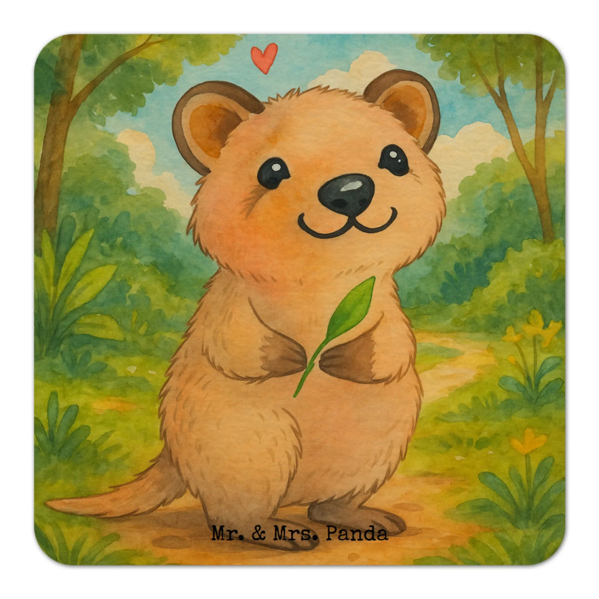 Coaster Quokka Happy Design gifts, animal lover, special gifts, good mood, funny sayings, hand drawn, cute animal motives, small animals, cute, card, gift ideas