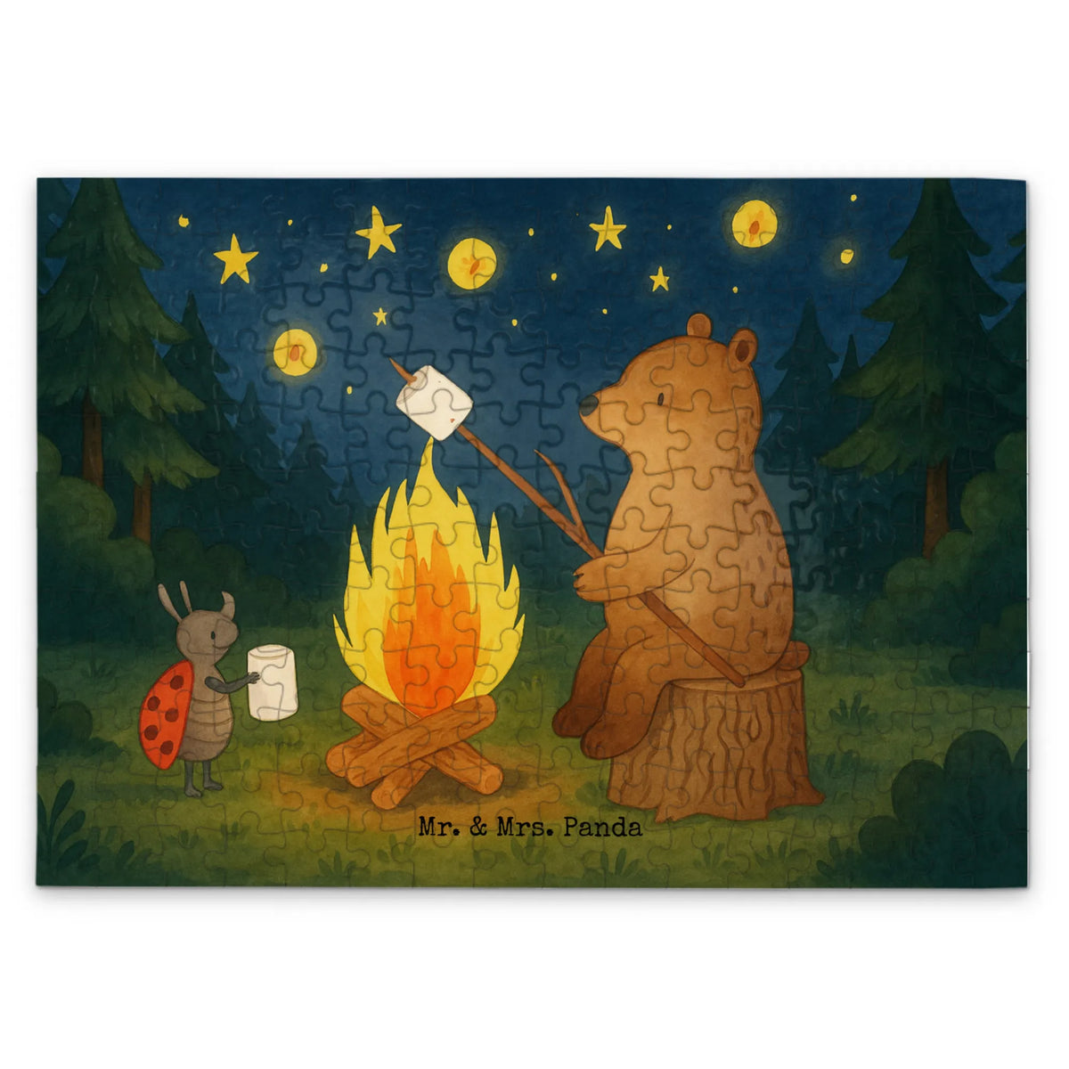 Puzzle Bär & Marienkäfer Lagerfeuer Design Geduldspiel, 1000 Teile Puzzle, Legespiel, 2000 Teile Puzzle, Puzzlespiel, 300 Teile Puzzle, Puzzle, 500 Teile Puzzle, 1500 Teile Puzzle, Teddy, Teddybär, Bär, Lagerfeuer