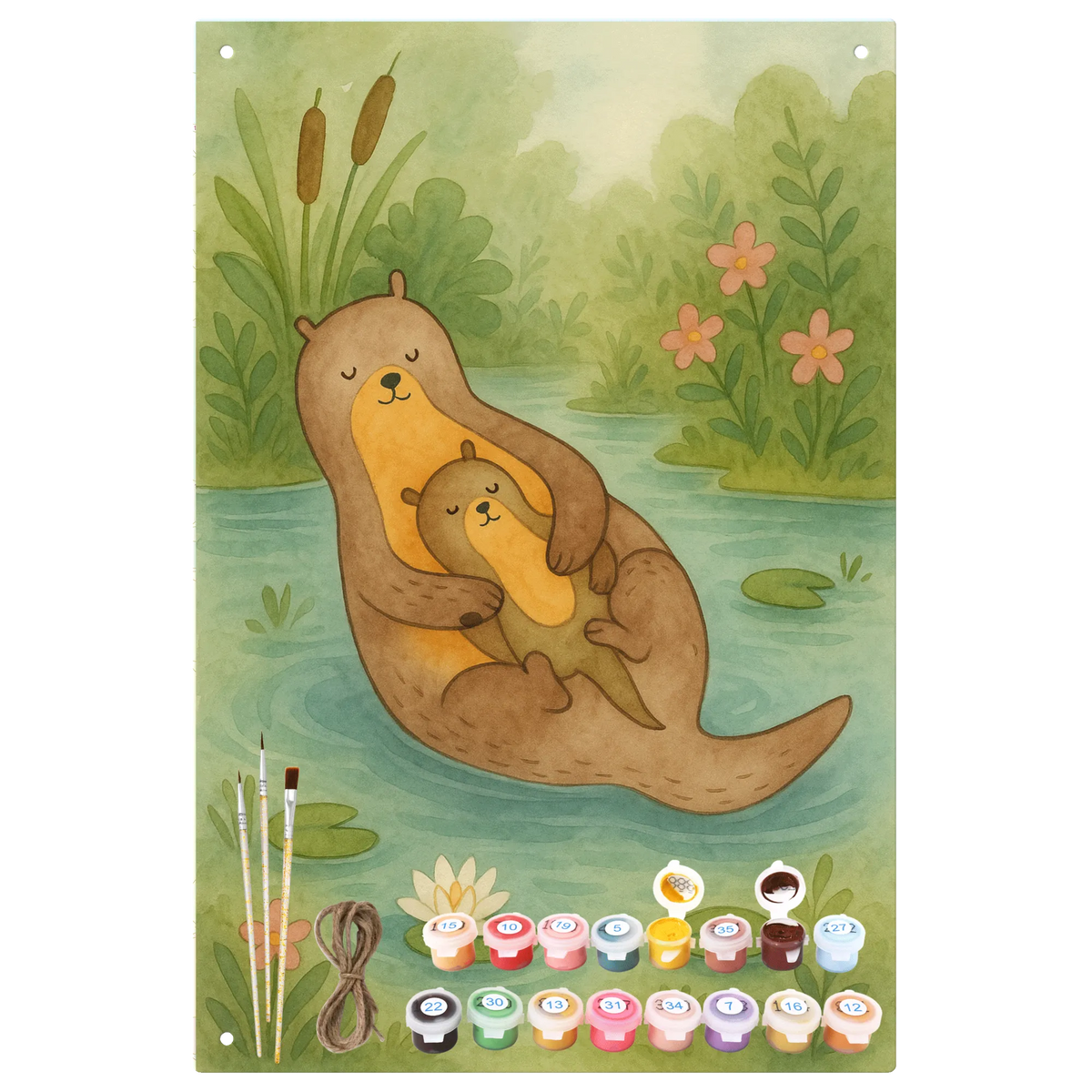 Paint by Numbers Metal Sign otter child Design animal lover, marten, sea otter, European otter, water mammal, aquatic animal, baby otter, predator, water, otter gifts, gift ideas for animal lovers, animal, mammal, water animal, gifts for people in love, Otter Sea Otter Lake Otter