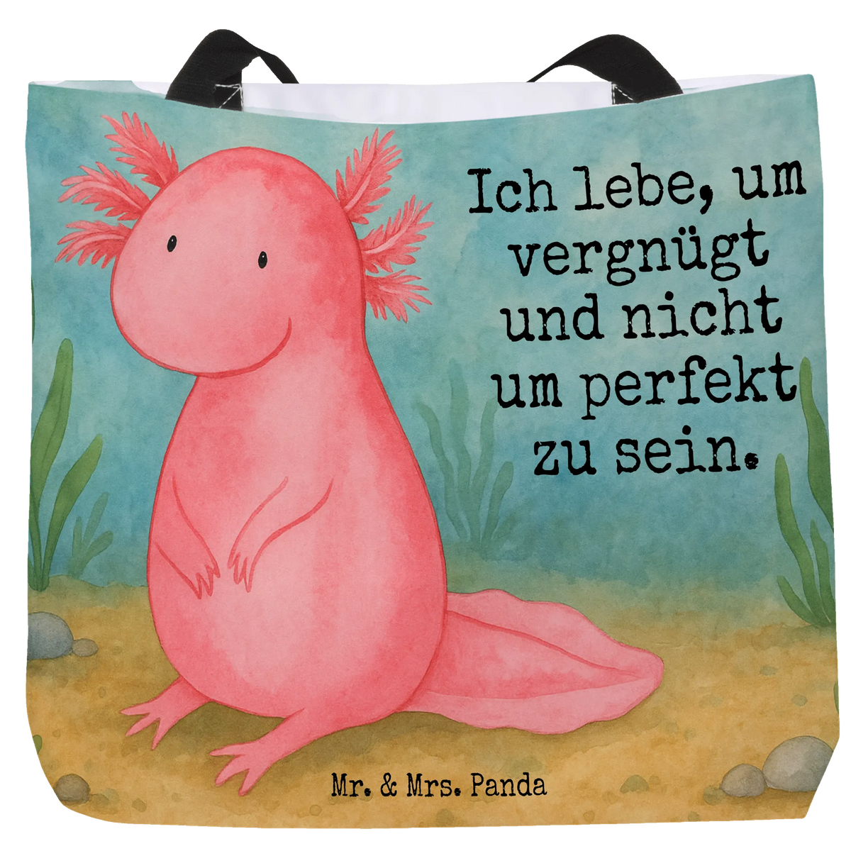 Shopper Axolotl Niedlich Design Alltagstasche, Urlaubstasche, Statement-Tasche, City-Shopper, Büchertasche, Einkaufstasche, Freizeittasche, Schulbeutel, Schultasche, studententasche, Laptoptasche, Tote Bag, Tragebeutel, Stoffbeutel, Unitasche, Tasche, Tragetasche, XL Tasche, Pandatasche, Strandtasche, Reisetasche, Beutel, Axolotl, Molch, Lebensweisheit, Liebe, Fröhlich, Lebensstil, Freundin, Axolot, Vergnügt, Zufrieden, Weisheit