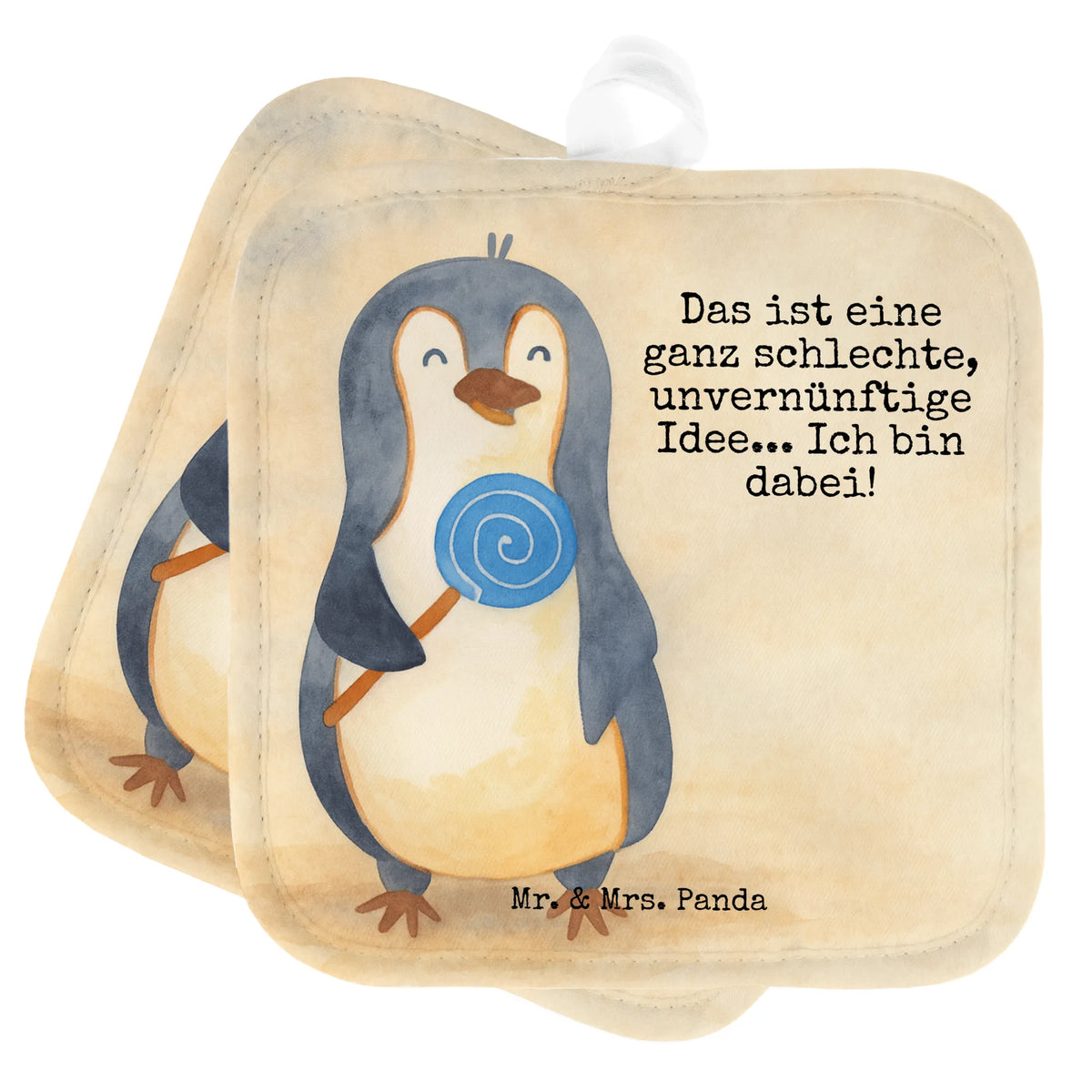 2er Set Topflappen  Pinguin Lolli Design Topfuntersetzer, topfhalter, Topflappen 2er Set, Kochlappen, 2er Set Topflappen, Topflappen Set, Doppel Topflappen, Ofenlappen, Topflappen im Doppelpack, Topflappenset, Topflappen, Zwei Topflappen, Pinguin, Rebell, Spruch, Lolli, Blödsinn, Pinguine, Gauner, Rabauke, Süßigkeiten, Ganove