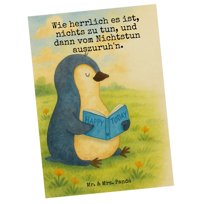 Postkarte Pinguin Buch Design