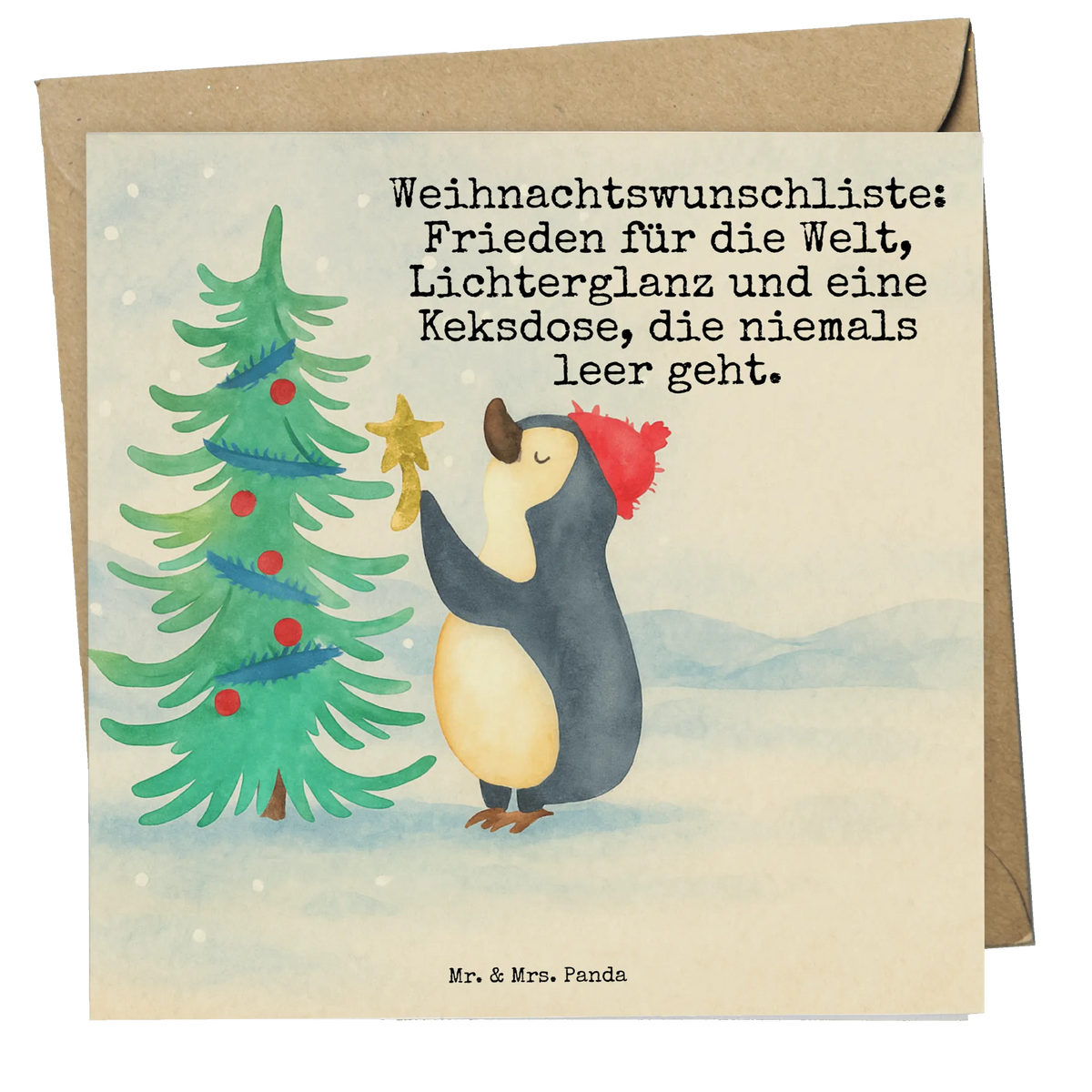 Deluxe Card penguin Christmas tree Design Christmas time, snow