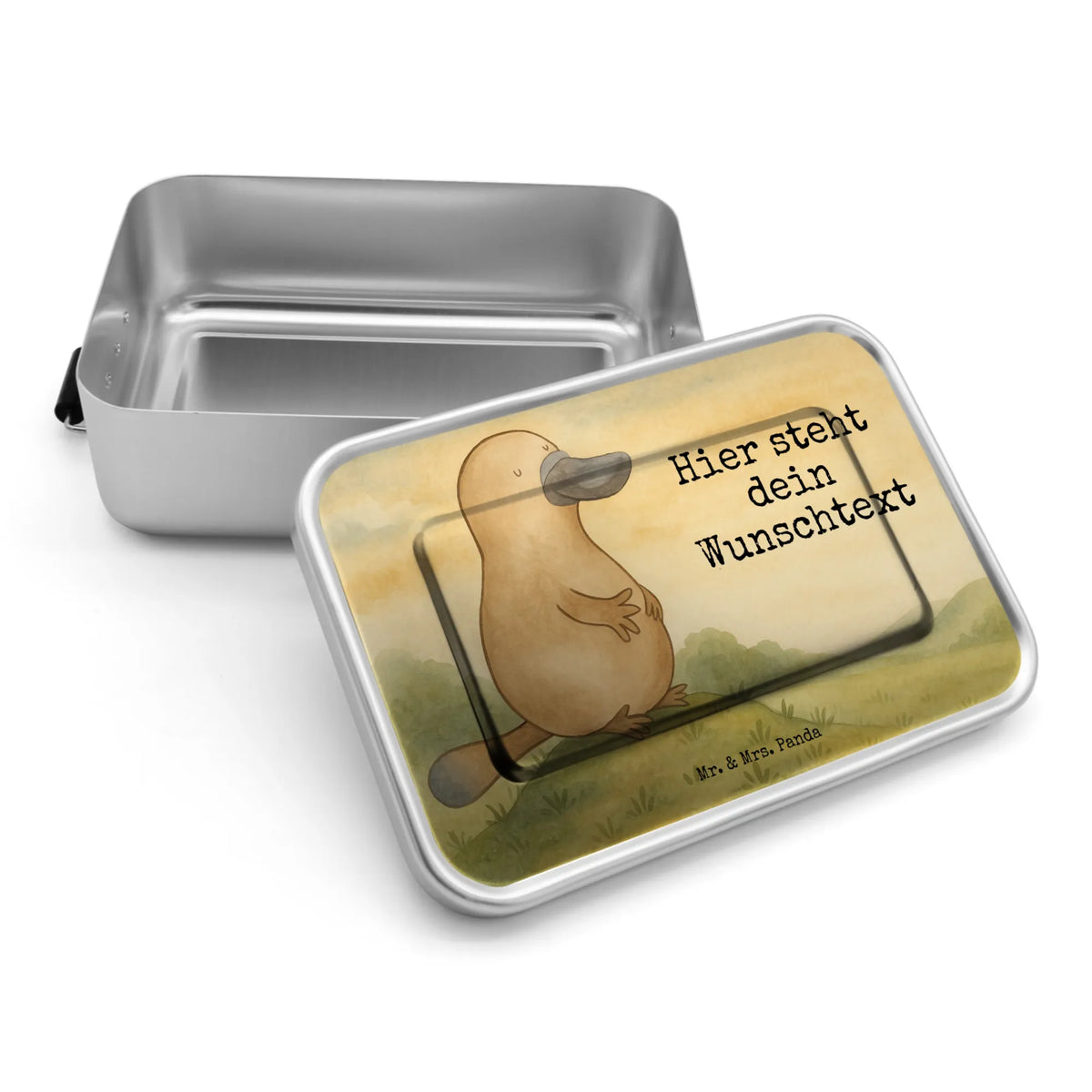 Spersonalizowany metalowy pojemnik na lunch dziobak Odwaga Design Zwierzeta morskie, Morze, Wakacje