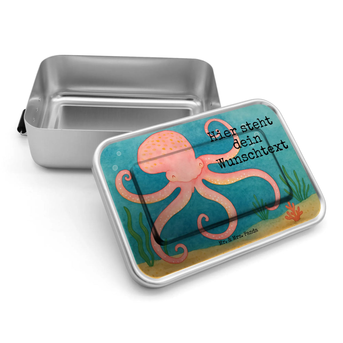 Spersonalizowany metalowy pojemnik na lunch Ośmiornica Design Brotdose, Geschenk mit Namen, Brotbox, Brotdose mit Namen, Brotbox mit Namen, Lustige Sprüche, Tiere, Tiermotive, Gute Laune, Arme, Wasser, Ozean, Krake, Meerestier, Meer, Tintenfisch