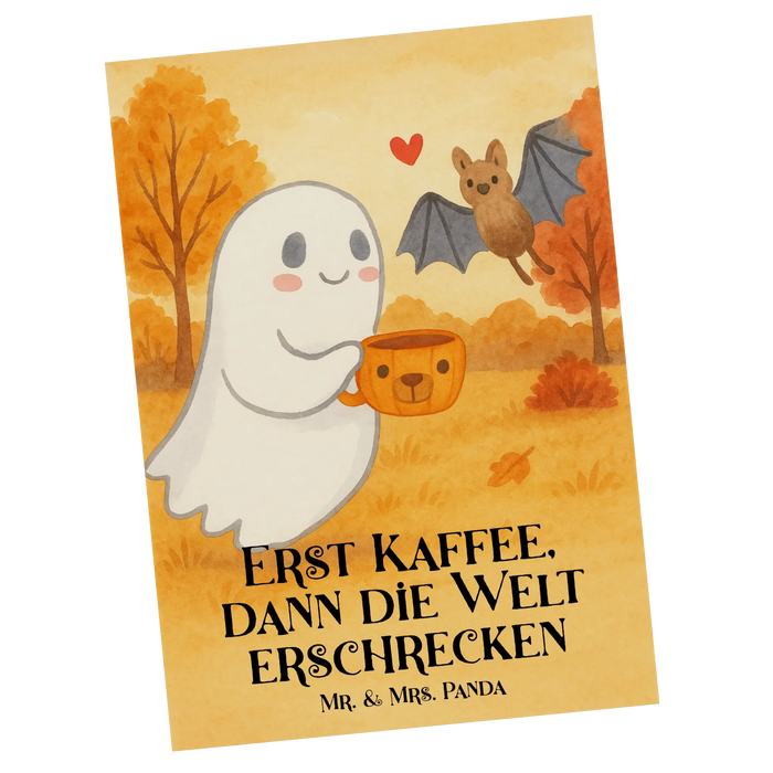Postkarte Gespenst Kaffee Design