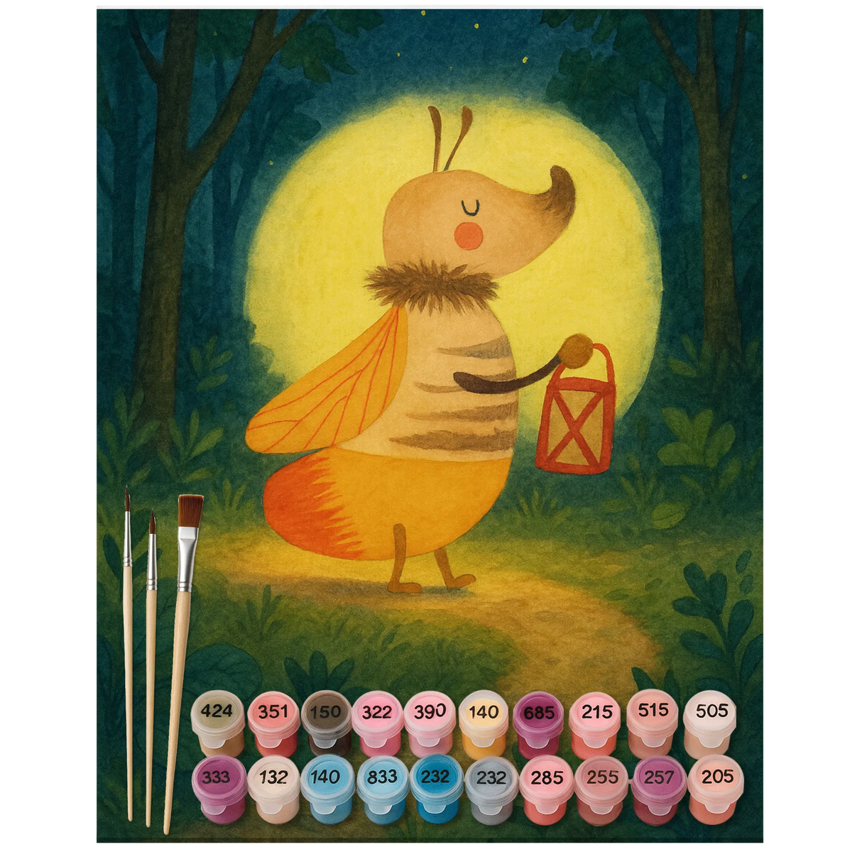 Paint by Numbers Firefly Design card, gift ideas, gifts, small animals, cute, cute animal motives, hand drawn, funny sayings, good mood, special gifts, animal lover, glowworm, proof of love, favourite person, love saying, anniversary, magic, glow, marriage proposal, butterfly