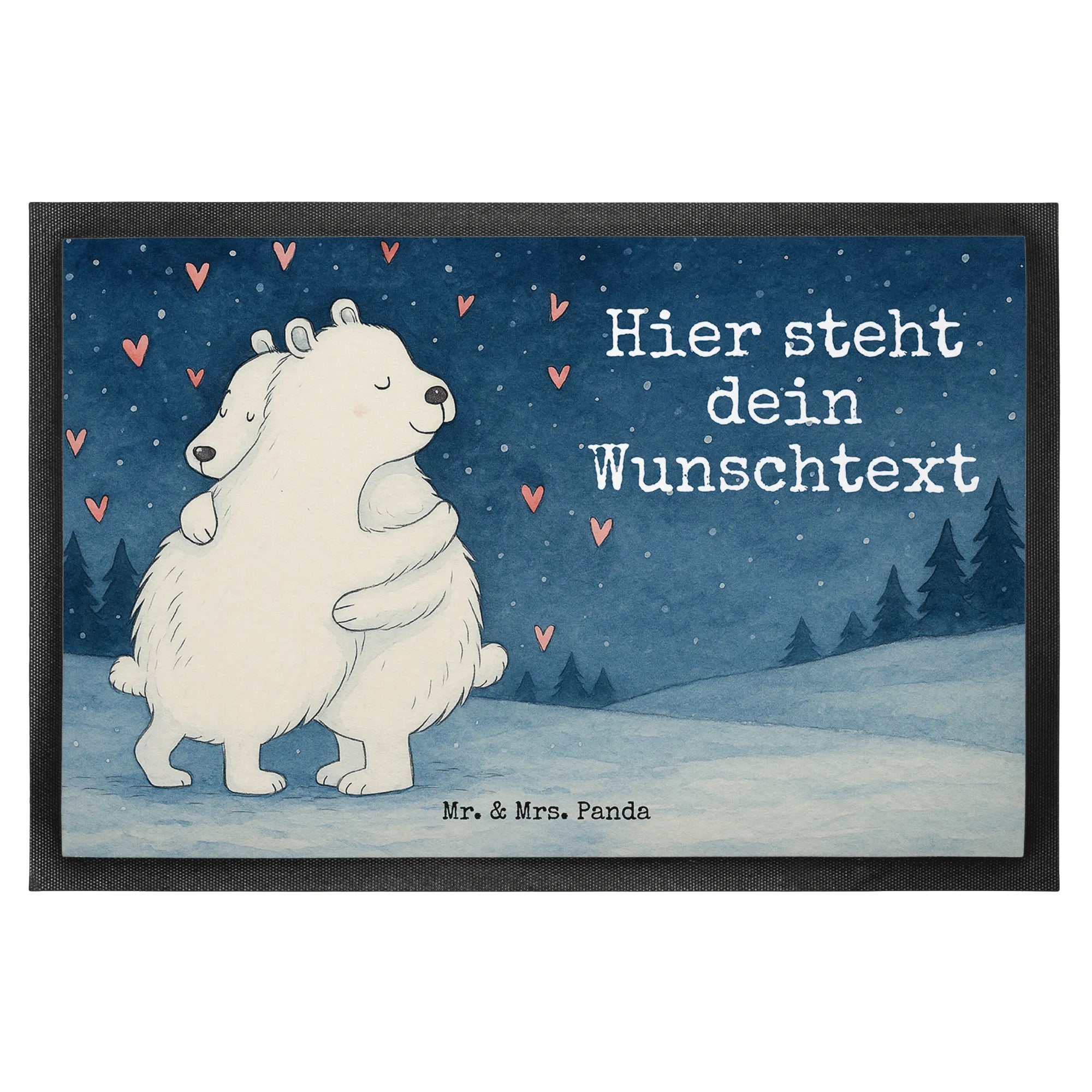 Personalized doormat Icebear Embrace Design card, gift ideas, gifts, small animals, cute, cute animal motives, hand drawn, funny sayings, good mood, special gifts, animal lover
