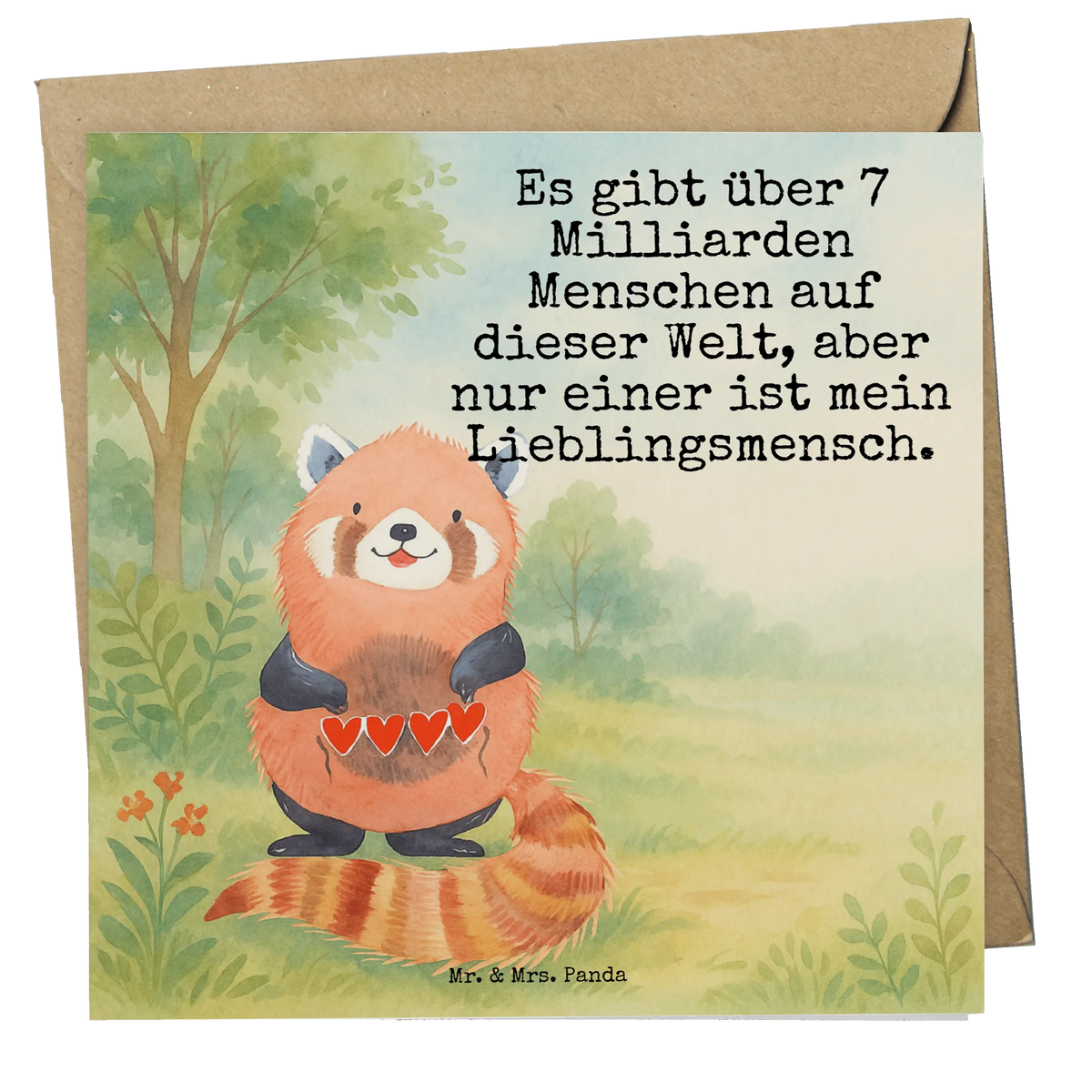 Deluxe Karte Roter Panda Design Grußkarte, faltkarte, Glückwunschkarte, Klappkarte, anlasskarte, doppelkarte, Lustige Sprüche, Tiere, Tiermotive, Gute Laune, Panda, Liebling, Lieblingsmensch, Herz, Rot, Liebe