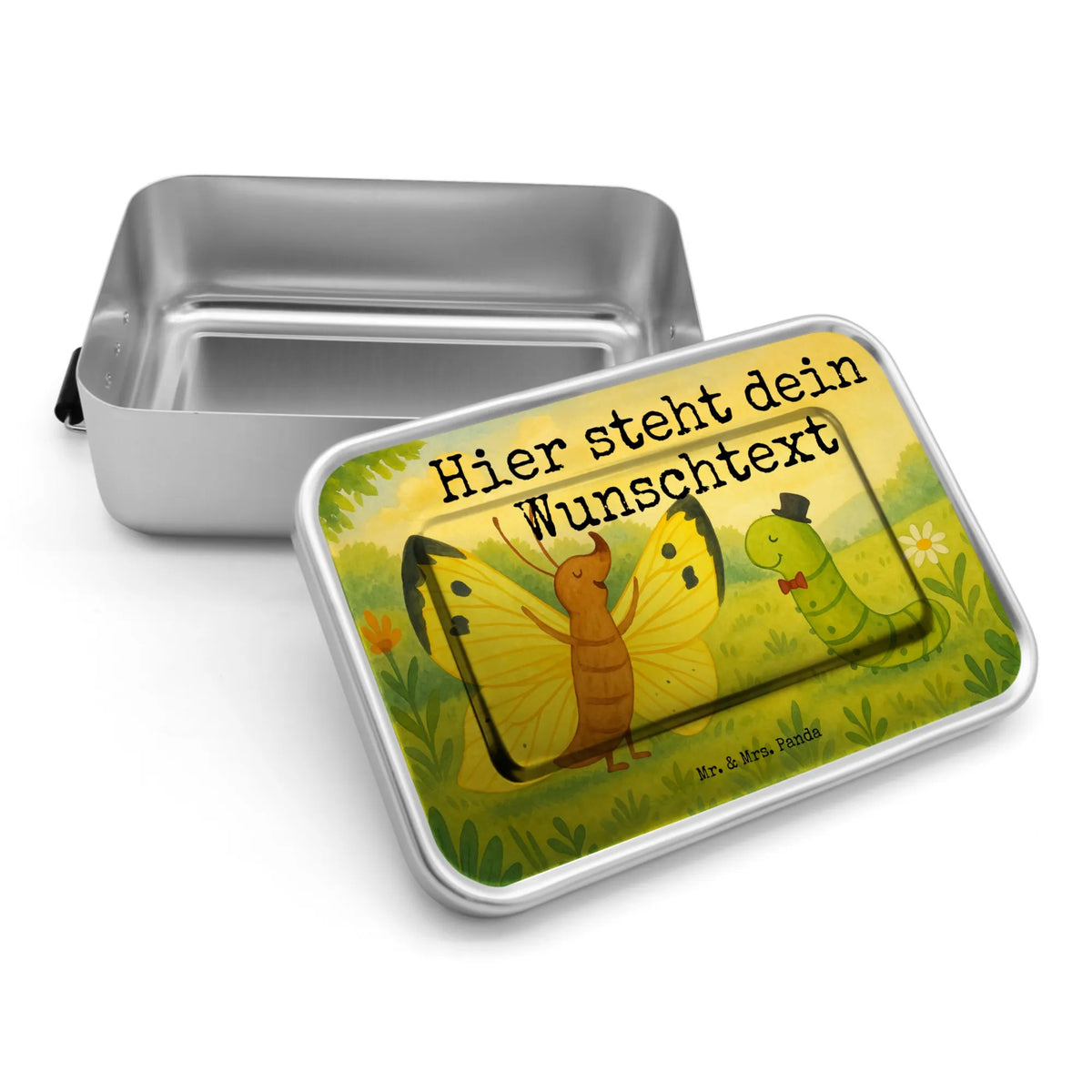 Personalisierte Vesperdose Raupe Schmetterling Design Brotbox, Brotdose mit Namen, Brotbox mit Namen, Geschenk mit Namen, Brotdose, Gute Laune, Lustige Sprüche, Tiere, Tiermotive, Raupe, Erwachsen Werden, Schmetterling, Kokon, Aufwachsen, Zitronenfalter, Schönheit, Entwicklung, Hütchen, Hut