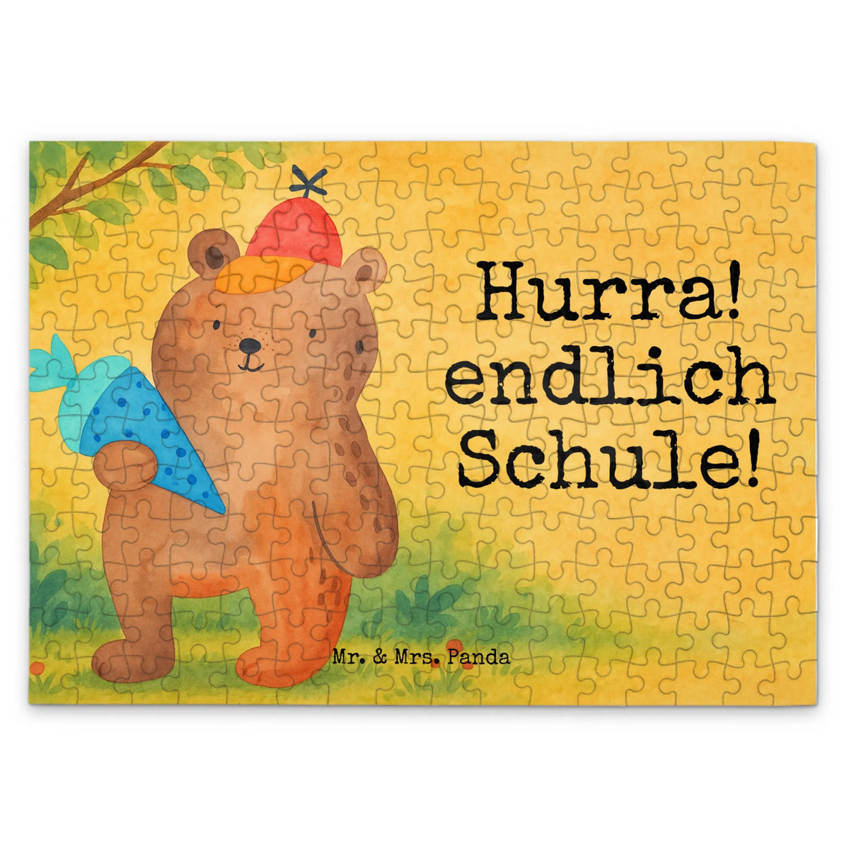 Puzzle bear School cone Design teddy bear, cuddly toy, School enrolment gift, Primary school, Bear motif, School bag, School gift, First day of school gift, Starting school