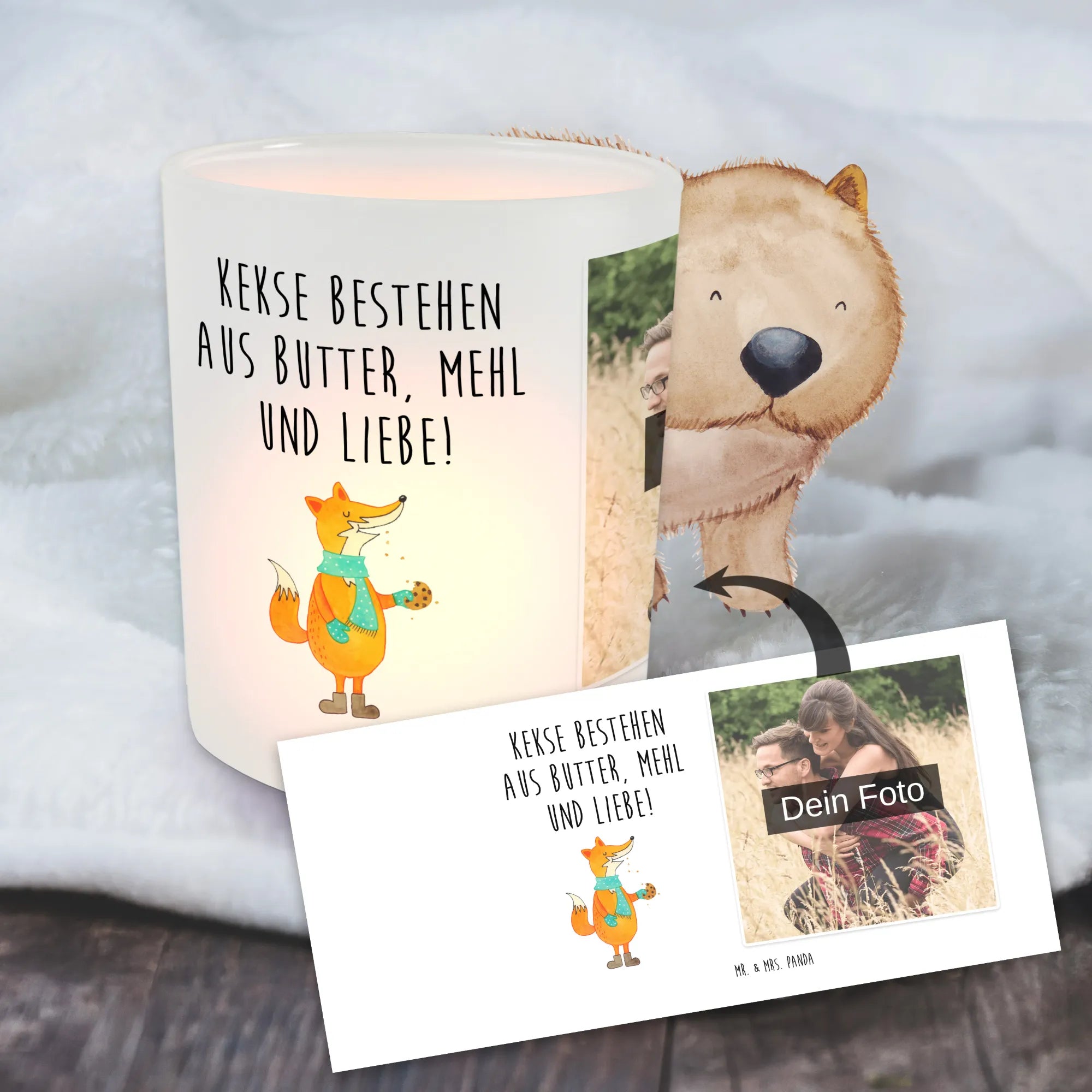 Spersonalizowany świecznik ze zdjęciem lis ciasteczko Lis