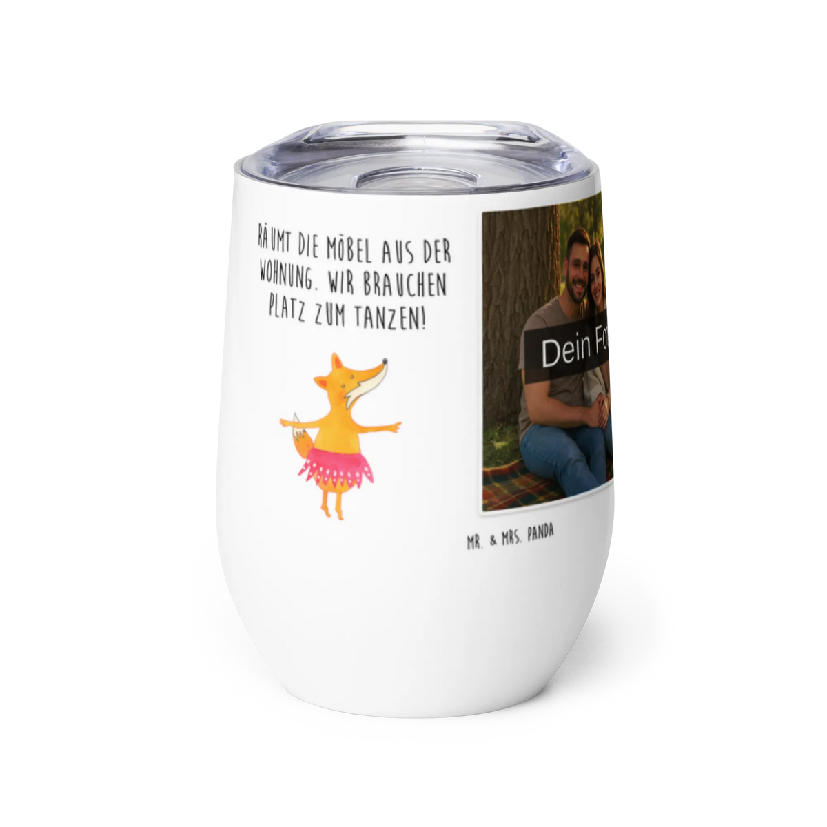 Personalized Photo Wine Mug Fox ballerina fox, foxes, forest wildlife, clever as a fox, animal lover, fox saying, ballet, dancer, birthday, vixen, ballerina, party, invitation, dancing