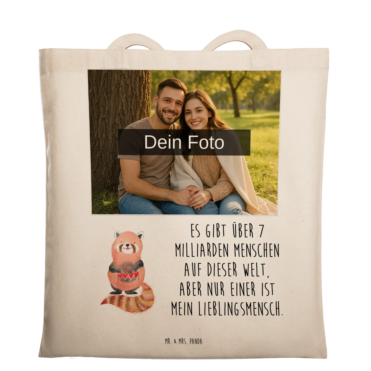 Personalisierte Foto Tragetasche Roter Panda Personalisierte Foto Tragetasche, Lustige Sprüche, Tiere, Tiermotive, Gute Laune, Panda, Rot, Liebe, Lieblingsmensch, Liebling, Herz