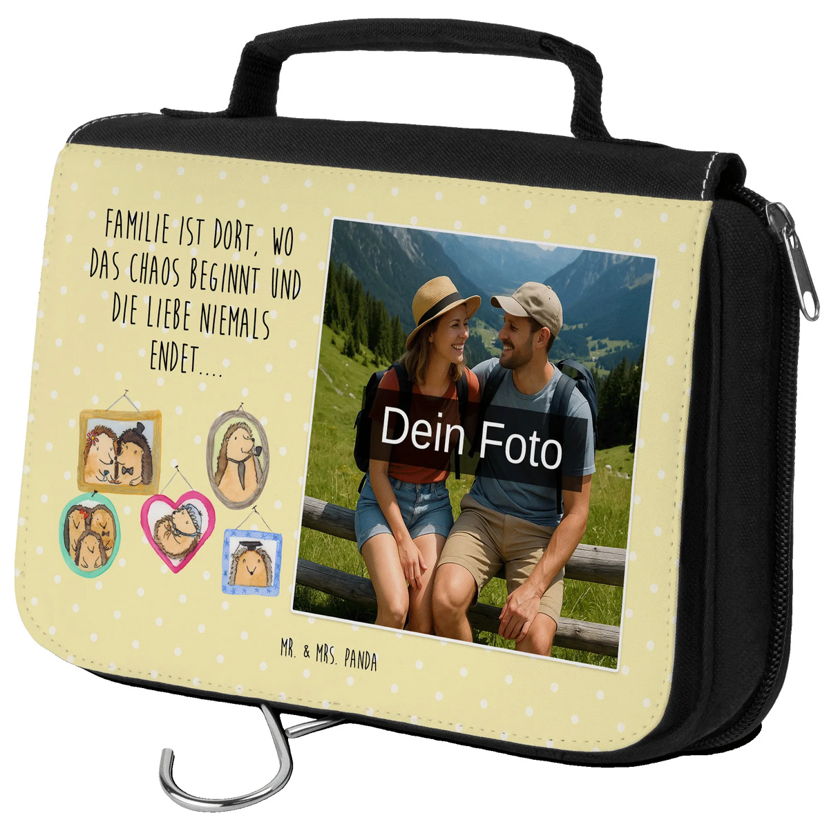 Personalizowana kosmetyczka ze zdjęciem Rodzina jeży Rodzina, Dzień Ojca, Dzień Matki, brat, siostra, tata, babcia, dziadek