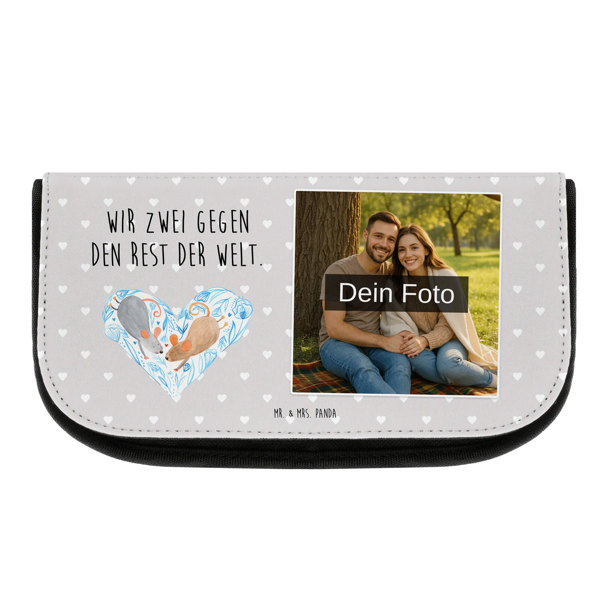 Personalized Photo Makeup Bag Mice heart Loving, Two, Together, Marriage, Proposal of marriage, Love gift, gift for her, gift for him, anniversary gift, love gift, togetherness, anniversary, mouse, love message, mice, favourite person, proof of love, wedding, gift for two