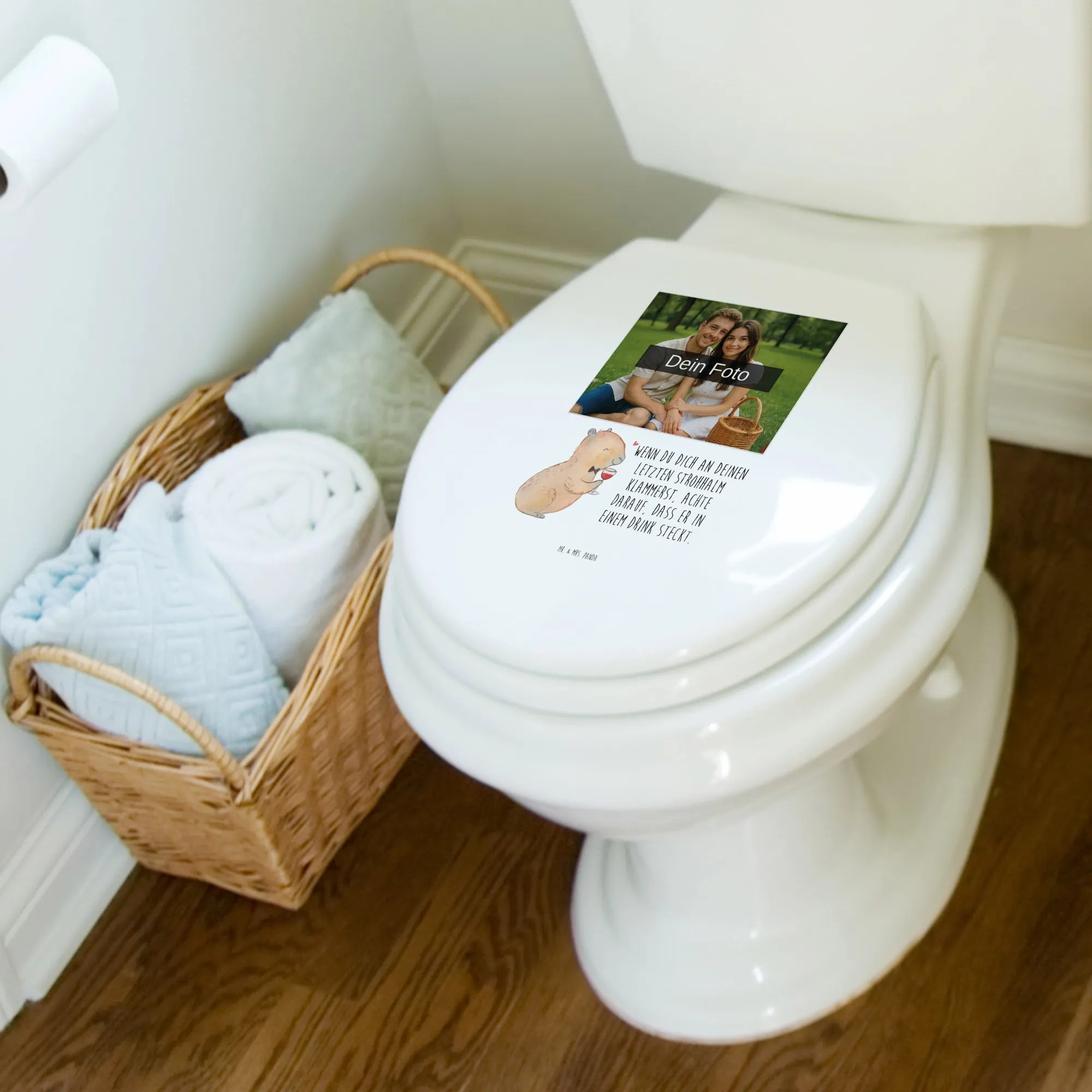 Personalized Photo Toilet Seat Motif Capybara wine card, gift ideas, gifts, small animals, cute, cute animal motives, hand drawn, funny sayings, good mood, special gifts, animal lover