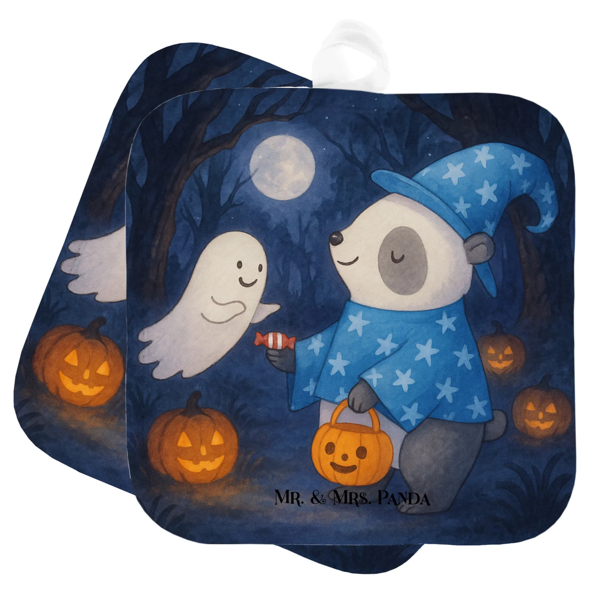 2er Set Topflappen  Panda Zauberer Design Topflappen Set, 2er Set Topflappen, Ofenlappen, Doppel Topflappen, Kochlappen, topfhalter, Topflappen 2er Set, Topflappenset, Topflappen im Doppelpack, Topflappen, Zwei Topflappen, Topfuntersetzer, Dekoration, Geschenke, Schenken, Deko, Halloween, Martinssingen, Panda, Zauberer, Süßes Sonst Gibt's Saures, Halloween Deko, Gespenst, Trick Or Treat