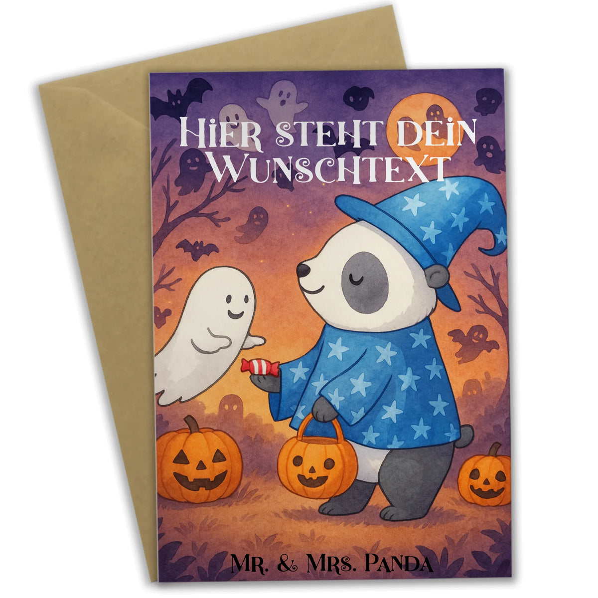 Personalisierte Grußkarte Panda Zauberer Design Personalisierte Karte, Personalisierte Klappkarte, grußkarte personalisiert, Personalisierte Grußkarte, Grußkarte personalisierbar, individuelle grußkarte, Grußkarten Personalisiert, Dekoration, Geschenke, Schenken, Deko, Halloween, Martinssingen, Panda, Zauberer, Halloween Deko, Süßes Sonst Gibt's Saures, Trick Or Treat, Gespenst