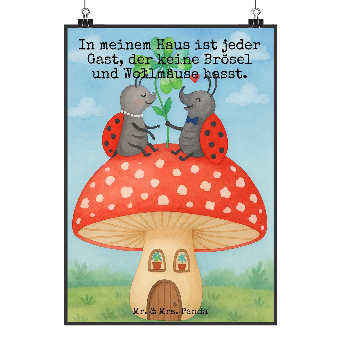 Poster Marienkäfer Fliegenpilz Design Wanddekoration, Design Poster, Deko Bild, Mr. & Mrs. Panda Poster, Deko Poster, drucke, Bild, Posterdruck, wanddeko, kunstposter, Kunstdruck, Designposter, wandkunst, Wandbild, Wanddeko Bild, Plakat, kunstdruck poster, typografie poster, Panda Poster, Wandschmuck, wanddruck, grafikposter, Tiere, Gute Laune, Tiermotive, Lustige Sprüche, Wohnung, Fliegenpilz, Marienkäfer, Zuhause, Fleigenpilzhaus, Haus