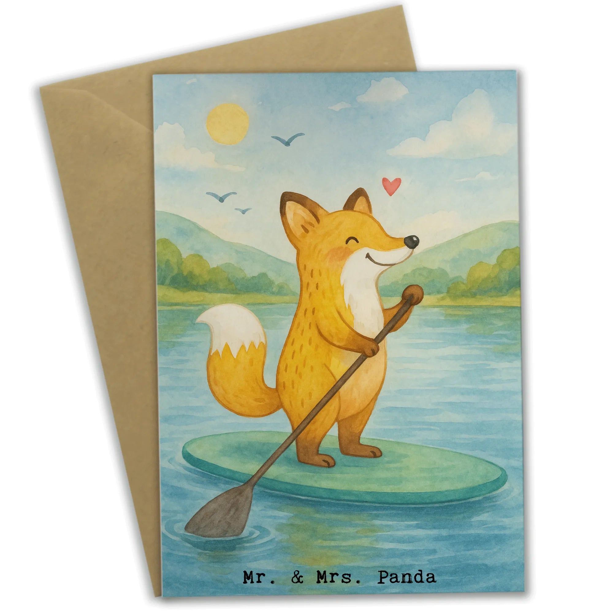 Greetings card Fox Stand up paddling Design Gift, giving, thank you, award, profit, athlete