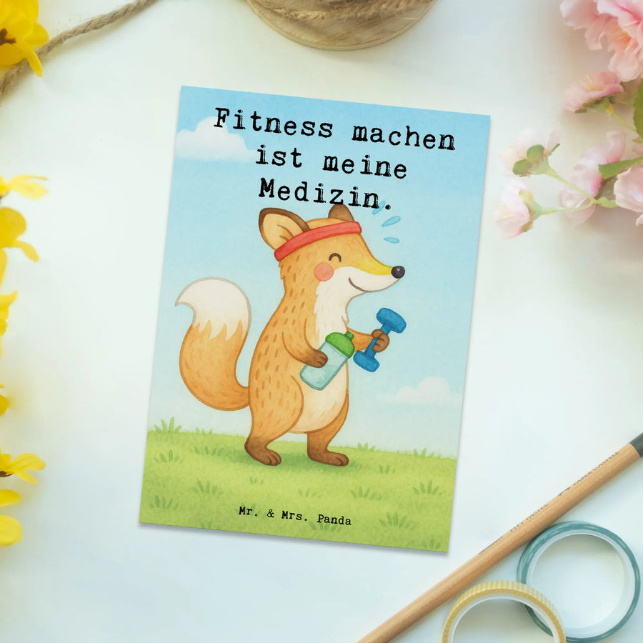 Postkarte Fuchs Fitness Design